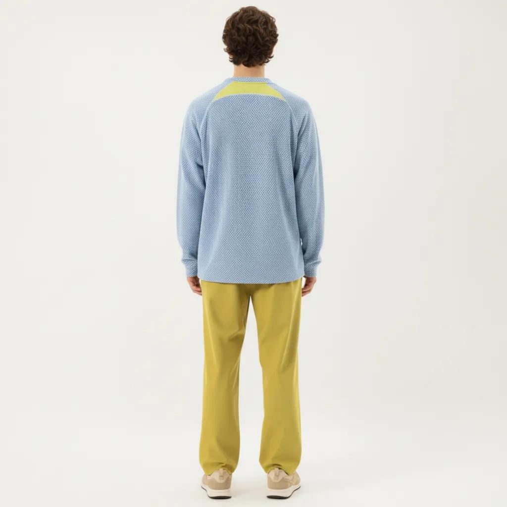 Anna-Kaci Active Men's Long Sleeve Crew Neck Pullover Top with Textured Knit Fabric and Zipper Chest Pocket