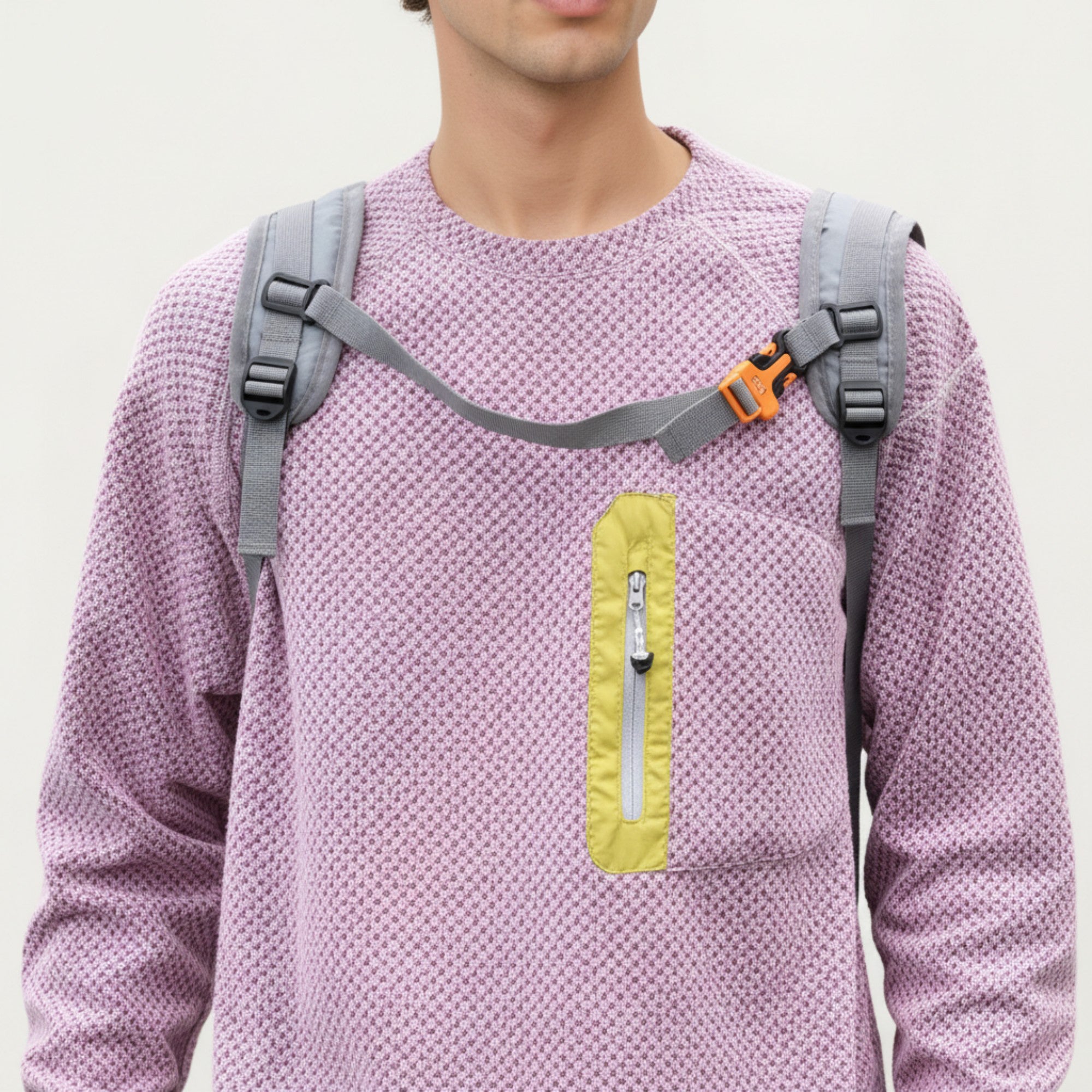 Anna-Kaci Active Men's Long Sleeve Crew Neck Pullover Top with Textured Knit Fabric and Zipper Chest Pocket