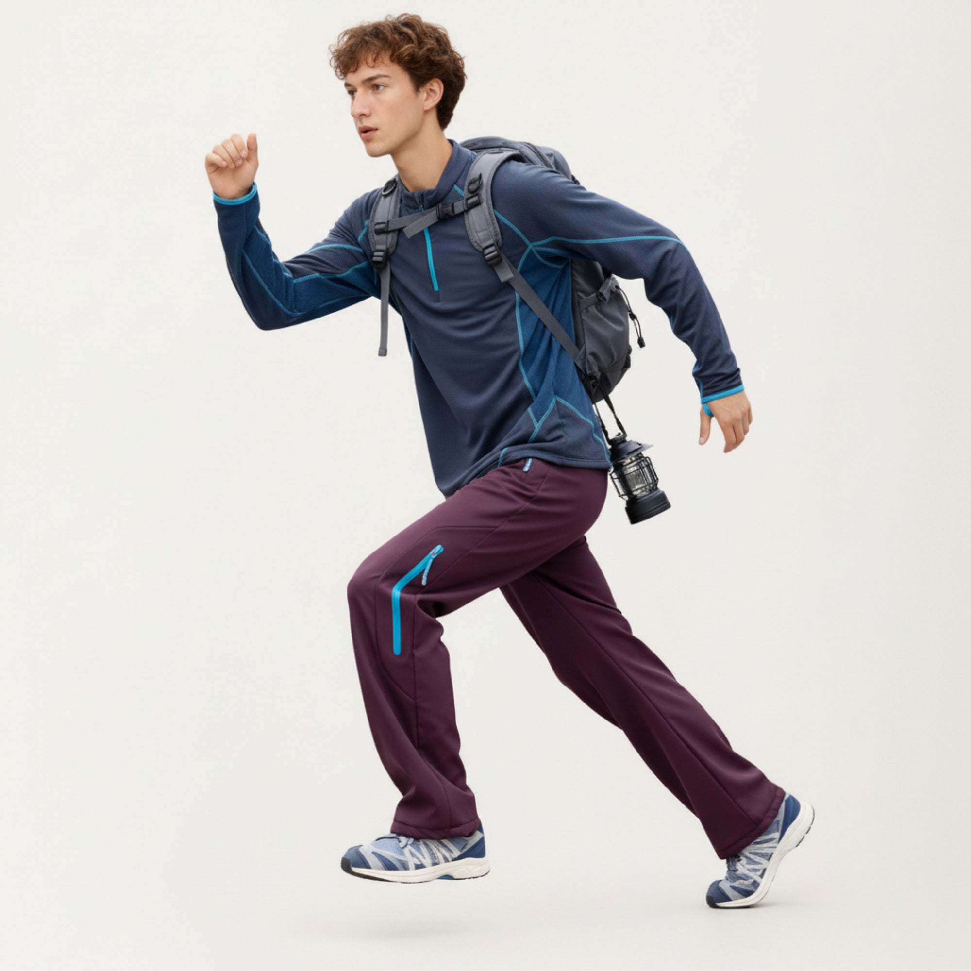 Anna-Kaci Active Men's Long Sleeve Half Zip Pullover Top with Textured Knit Fabric and Contrast Panel Detailing