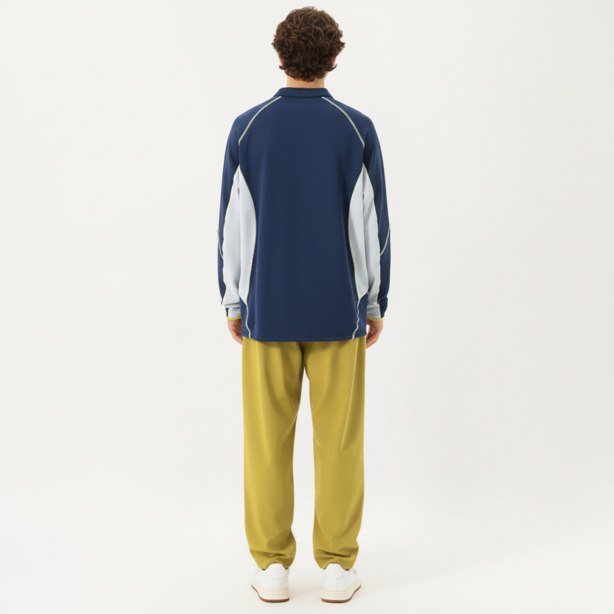 Anna-Kaci Active Men's Long Sleeve Half Zip Pullover Top with Textured Knit Fabric and Contrast Panel Detailing