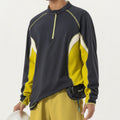 Anna-Kaci Active Men's Long Sleeve Half Zip Pullover Top with Color Block Panels and Contrast Seam Detailing