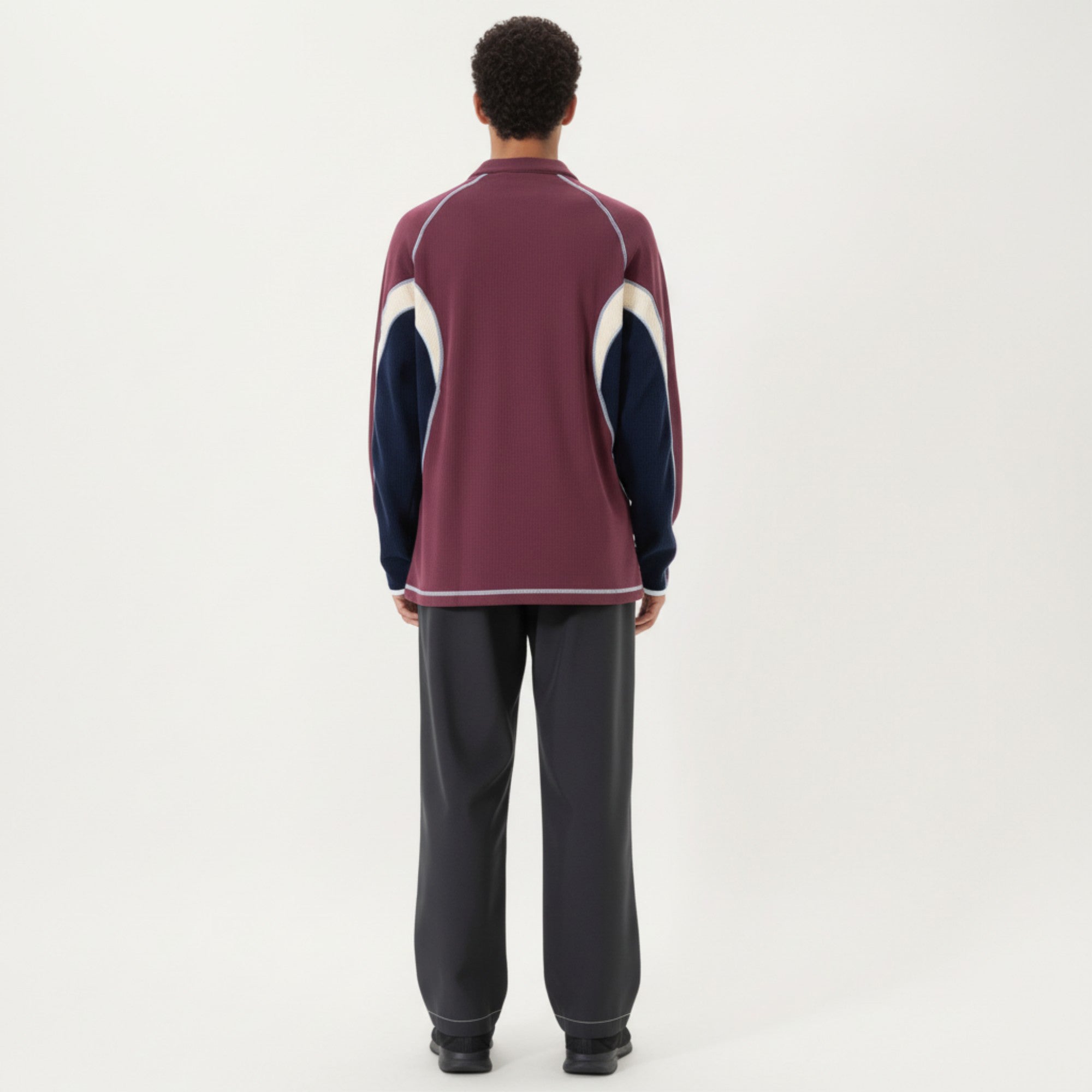 Anna-Kaci Active Men's Long Sleeve Half Zip Pullover Top with Color Block Panels and Contrast Seam Detailing