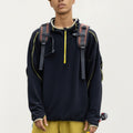 Anna-Kaci Active Men's Hooded Long Sleeve Pullover Top with Half Zip Front and Contrast Seam Detailing