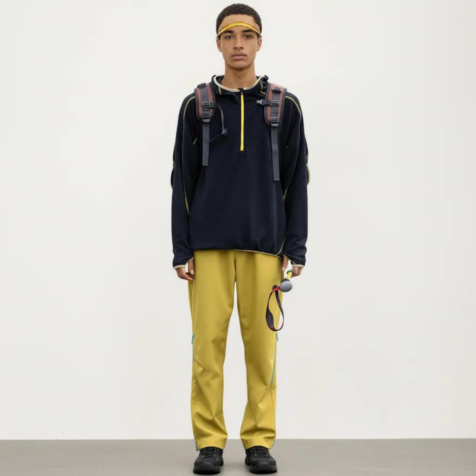 Anna-Kaci Active Men's Hooded Long Sleeve Pullover Top with Half Zip Front and Contrast Seam Detailing