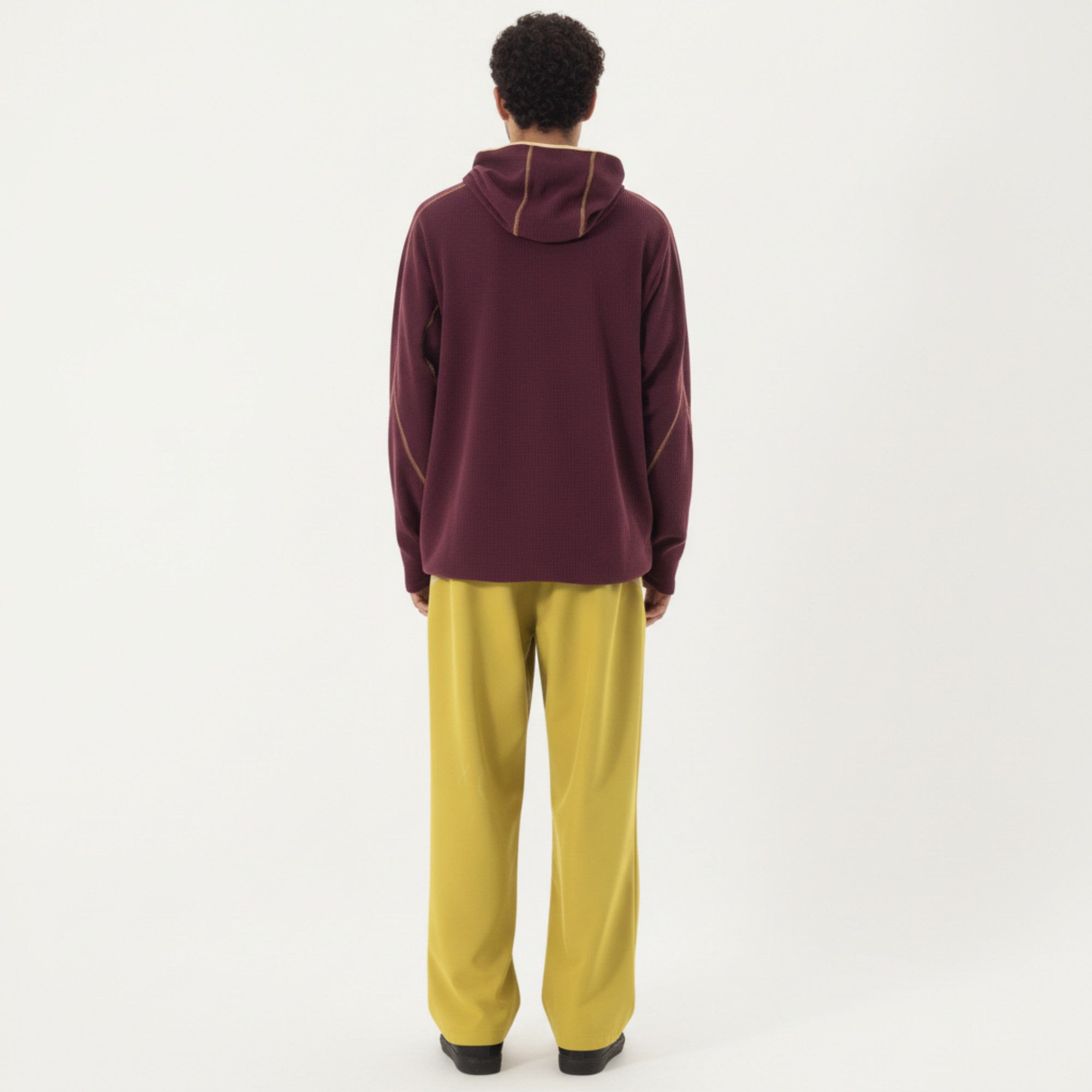 Anna-Kaci Active Men's Hooded Long Sleeve Pullover Top with Half Zip Front and Contrast Seam Detailing