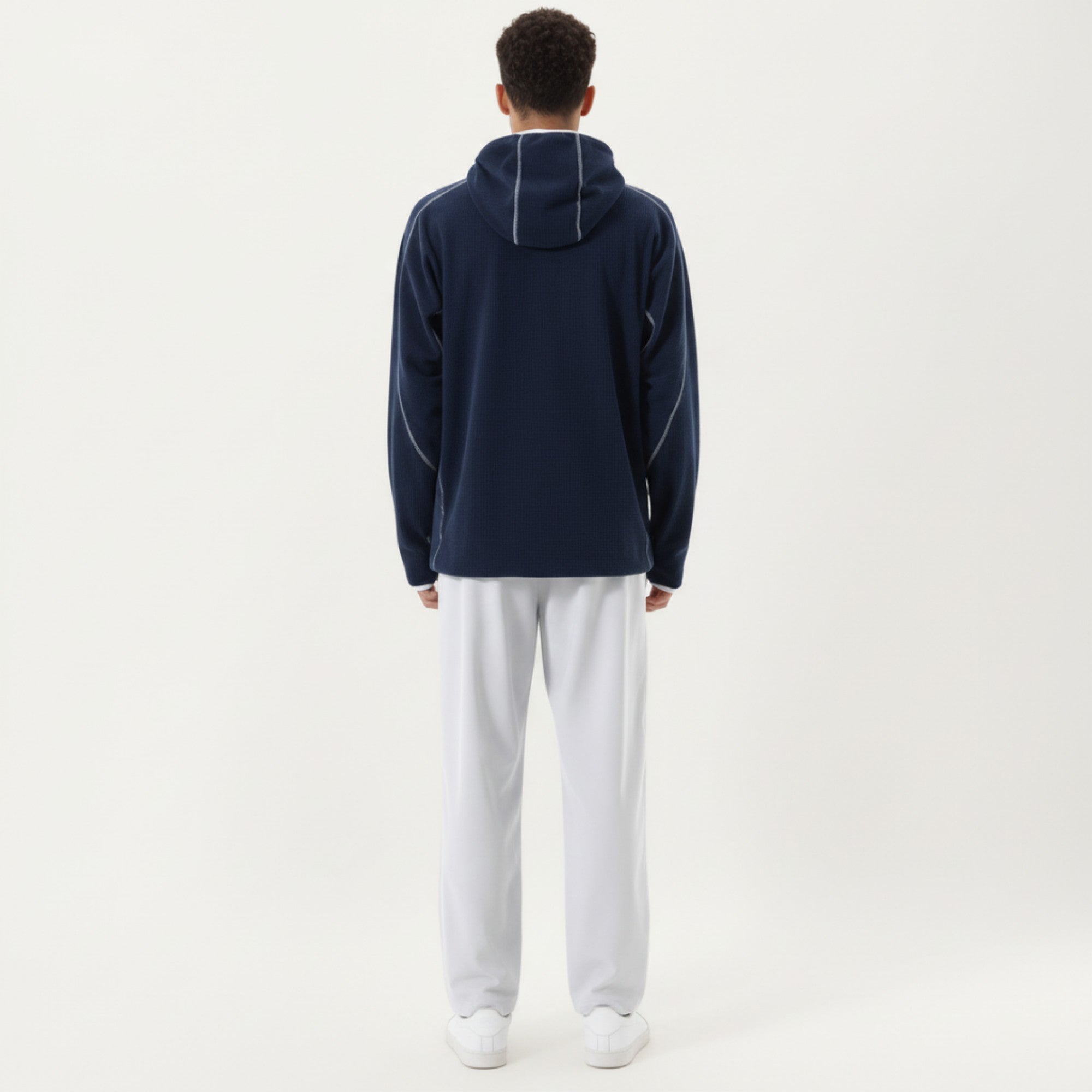 Anna-Kaci Active Men's Hooded Long Sleeve Pullover Top with Half Zip Front and Contrast Seam Detailing
