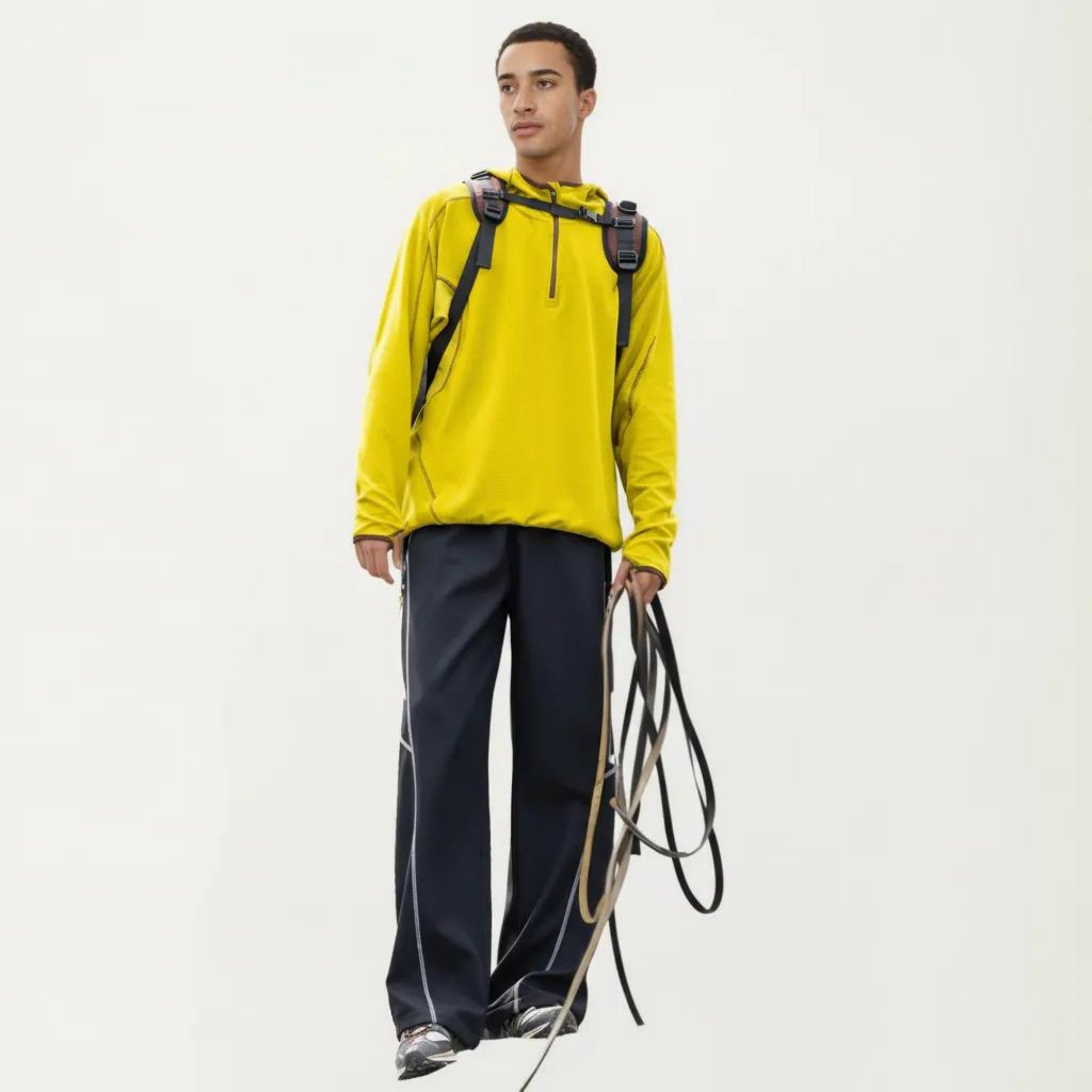 Anna-Kaci Active Men's Hooded Long Sleeve Pullover Top with Half Zip Front and Contrast Seam Detailing