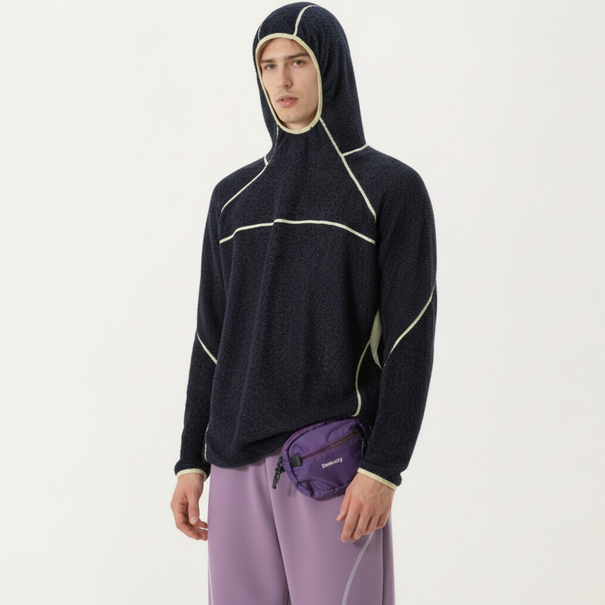 Anna-Kaci Active Men's Hooded Long Sleeve Pullover Top with Contrast Seam Detailing and Stretch Knit Construction