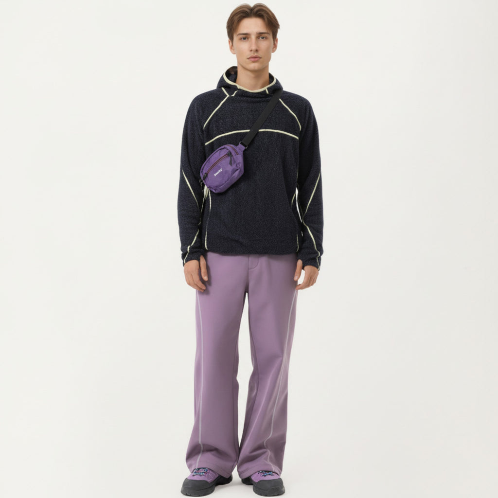Anna-Kaci Active Men's Hooded Long Sleeve Pullover Top with Contrast Seam Detailing and Stretch Knit Construction