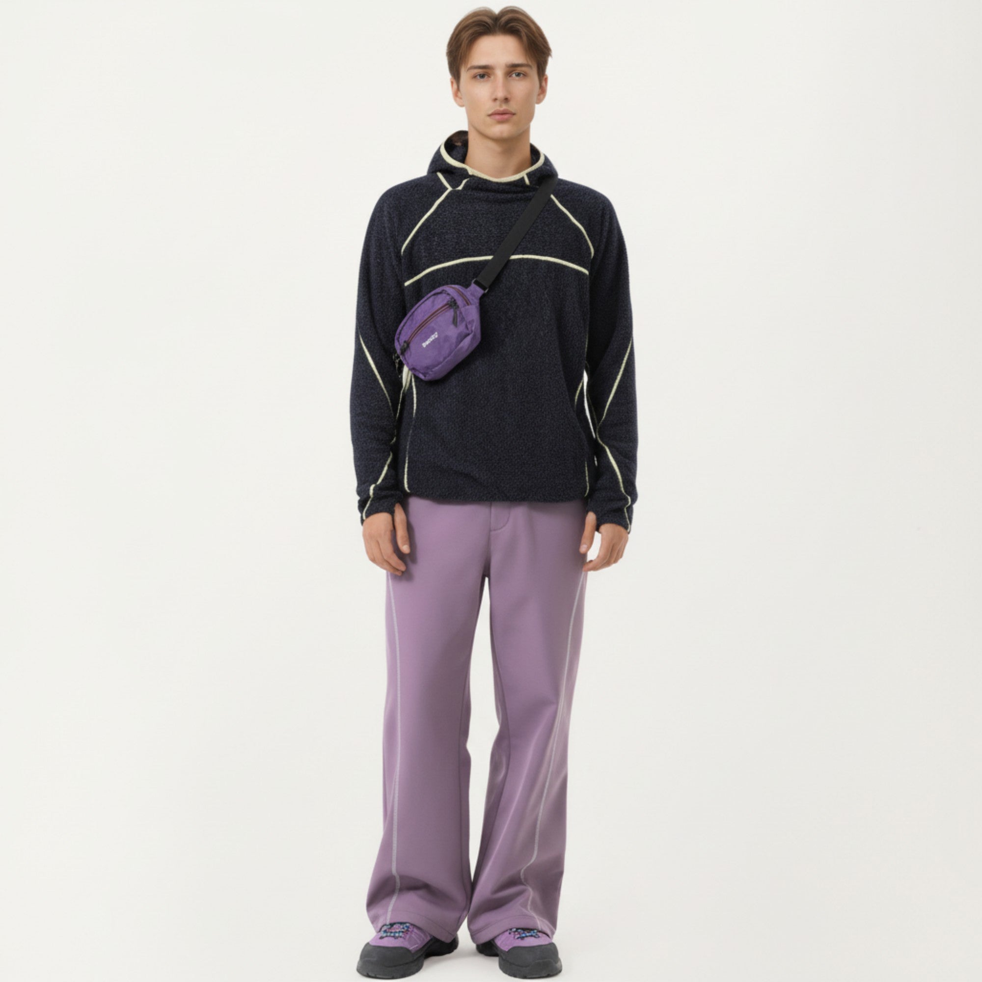 Anna-Kaci Active Men's Hooded Long Sleeve Pullover Top with Contrast Seam Detailing and Stretch Knit Construction