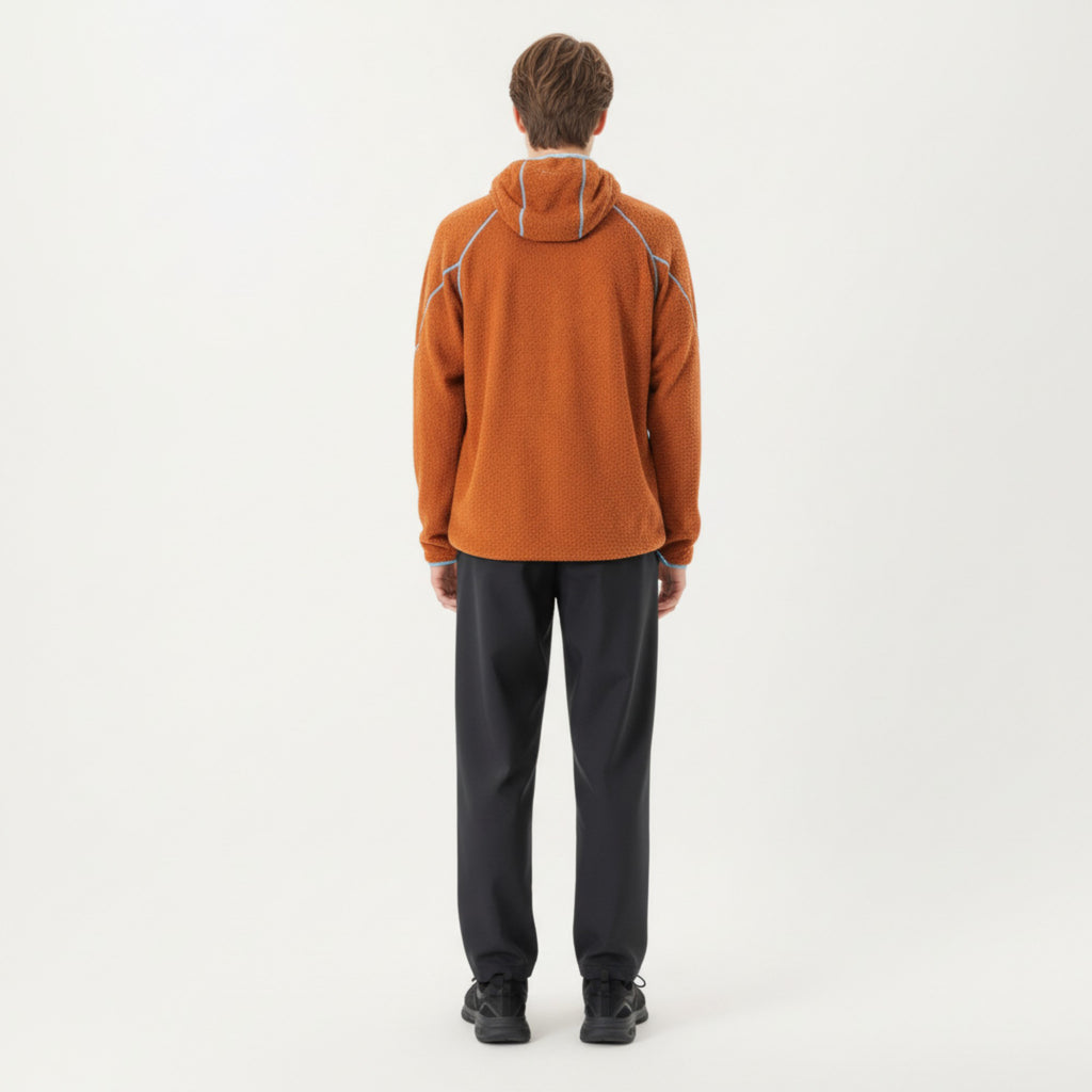 Anna-Kaci Active Men's Hooded Long Sleeve Pullover Top with Contrast Seam Detailing and Stretch Knit Construction
