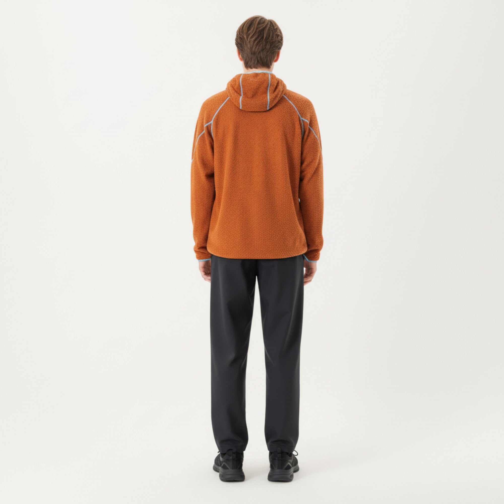 Anna-Kaci Active Men's Hooded Long Sleeve Pullover Top with Contrast Seam Detailing and Stretch Knit Construction