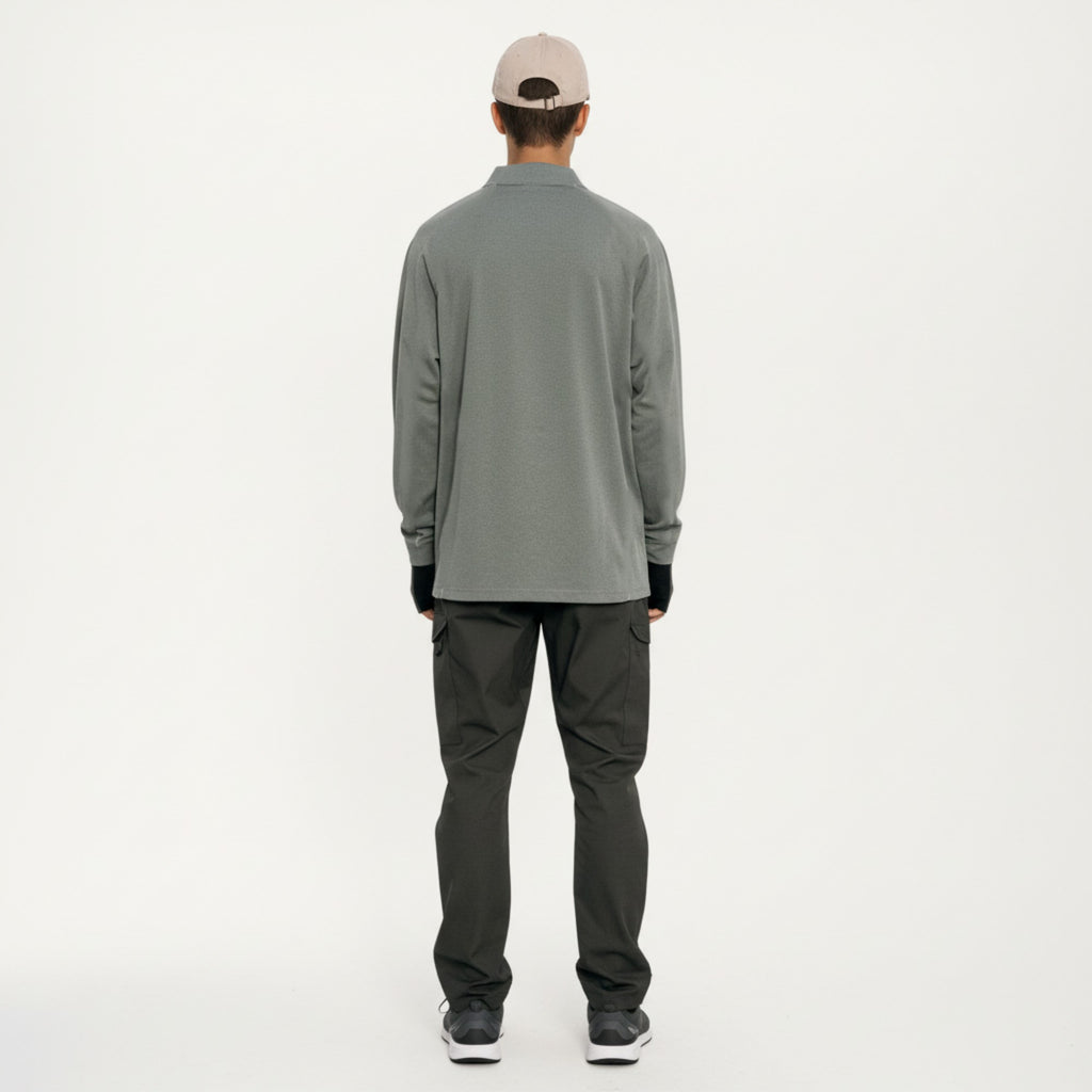 Anna-Kaci Active Men's Long Sleeve Half Zip Athletic Top with Stand Collar and Thumbhole Cuffs