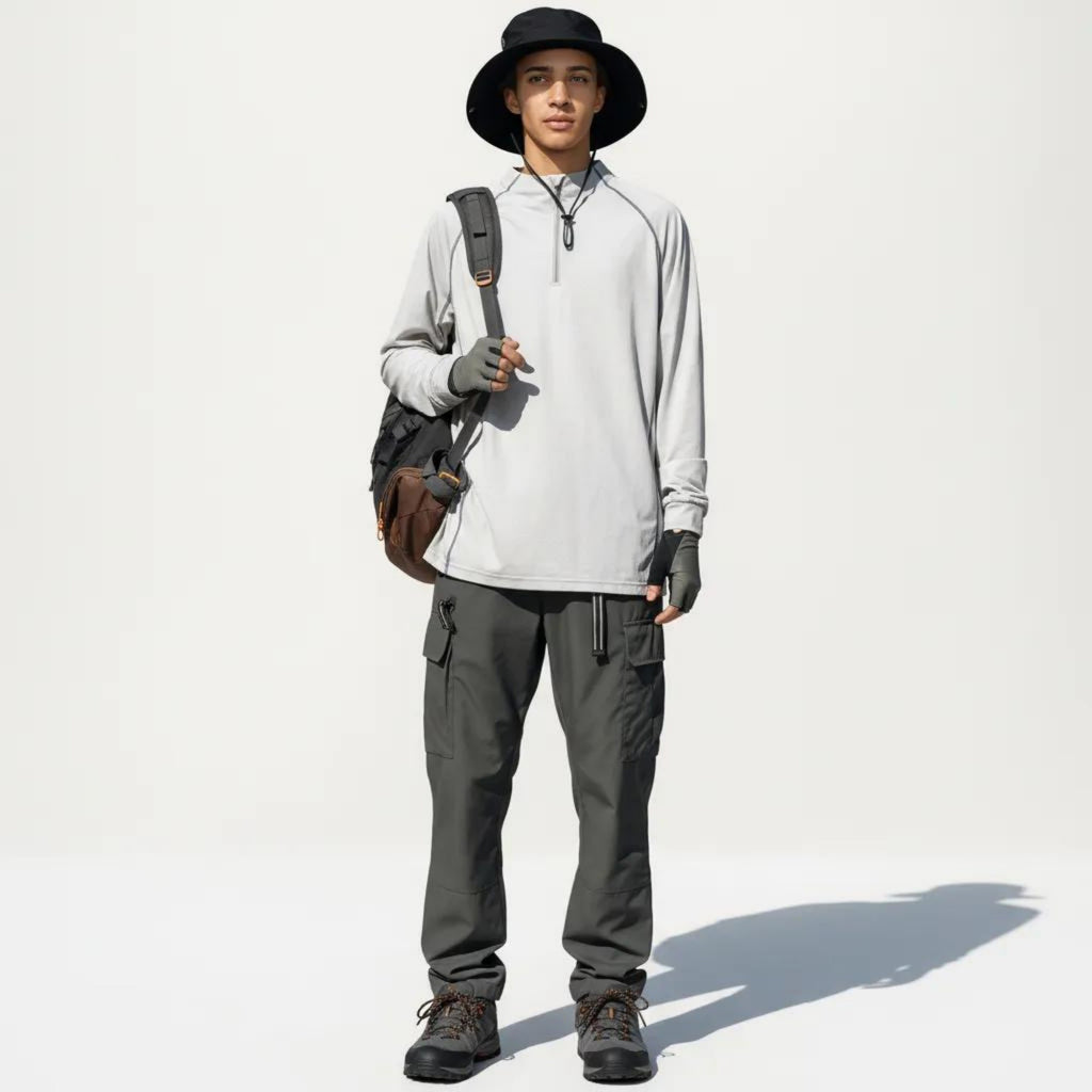 Anna-Kaci Active Men's Long Sleeve Half Zip Athletic Top with Stand Collar and Thumbhole Cuffs
