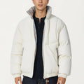 Anna-Kaci Men's Quilted Puffer Jacket with Plaid Lined Stand Collar and Elastic Hem