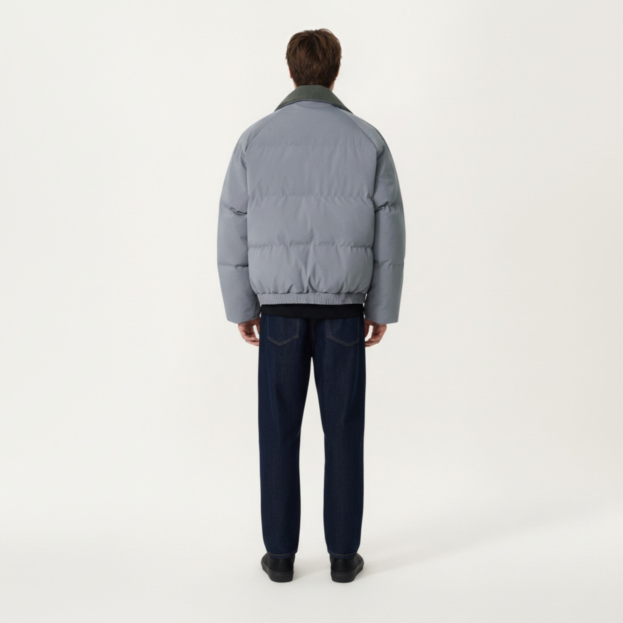 Anna-Kaci Men's Quilted Puffer Jacket with Stand Collar Snap Front and Ribbed Hem
