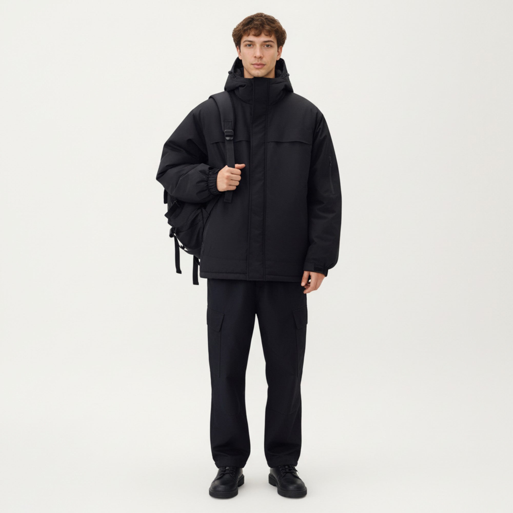 Anna-Kaci Men's Hooded Zip Front Jacket with Long Sleeves and Clean Panel Construction