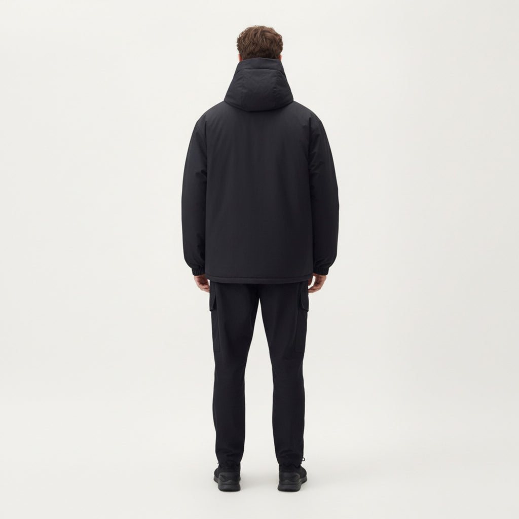 Anna-Kaci Men's Hooded Zip Front Jacket with Long Sleeves and Clean Panel Construction