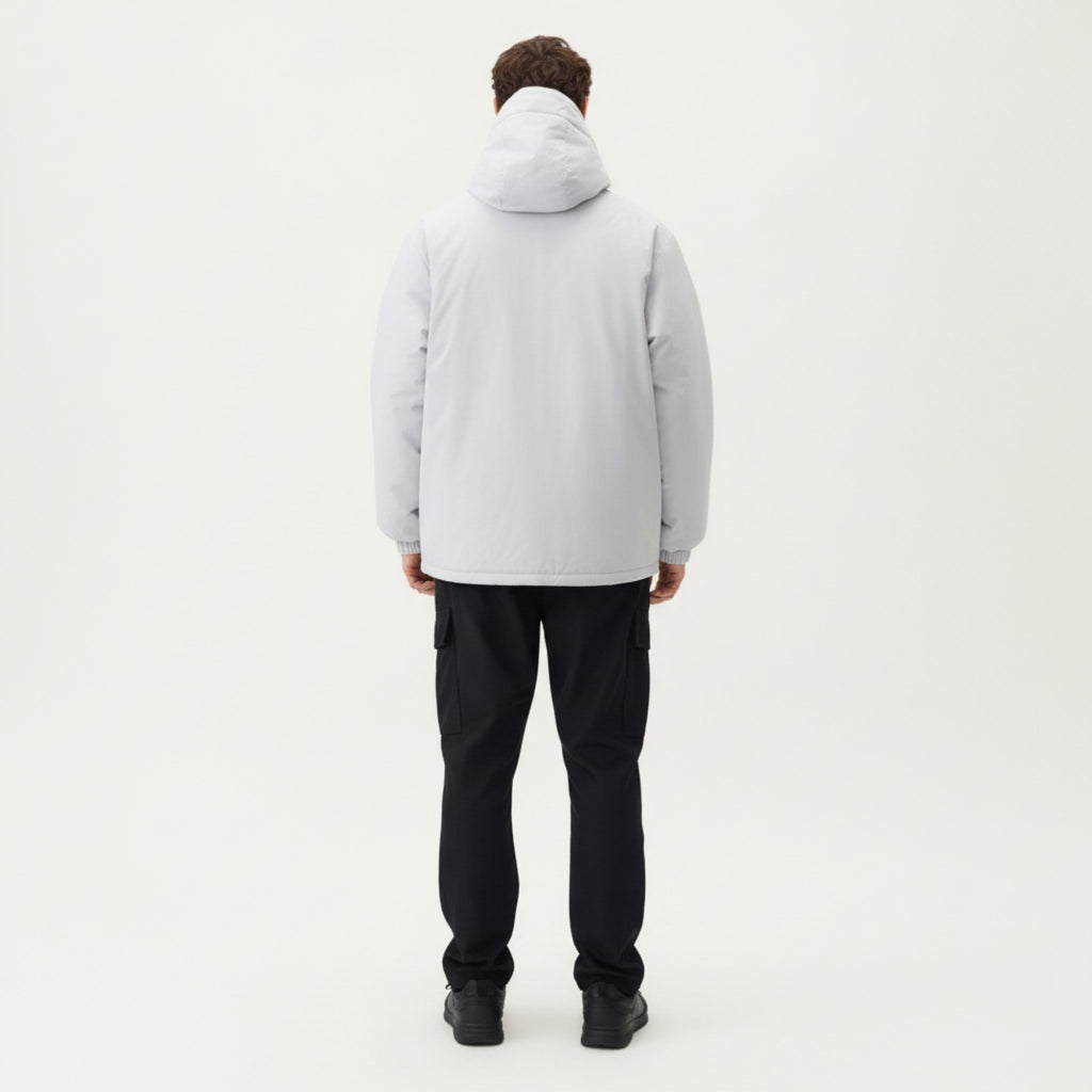 Anna-Kaci Men's Hooded Zip Front Jacket with Long Sleeves and Clean Panel Construction