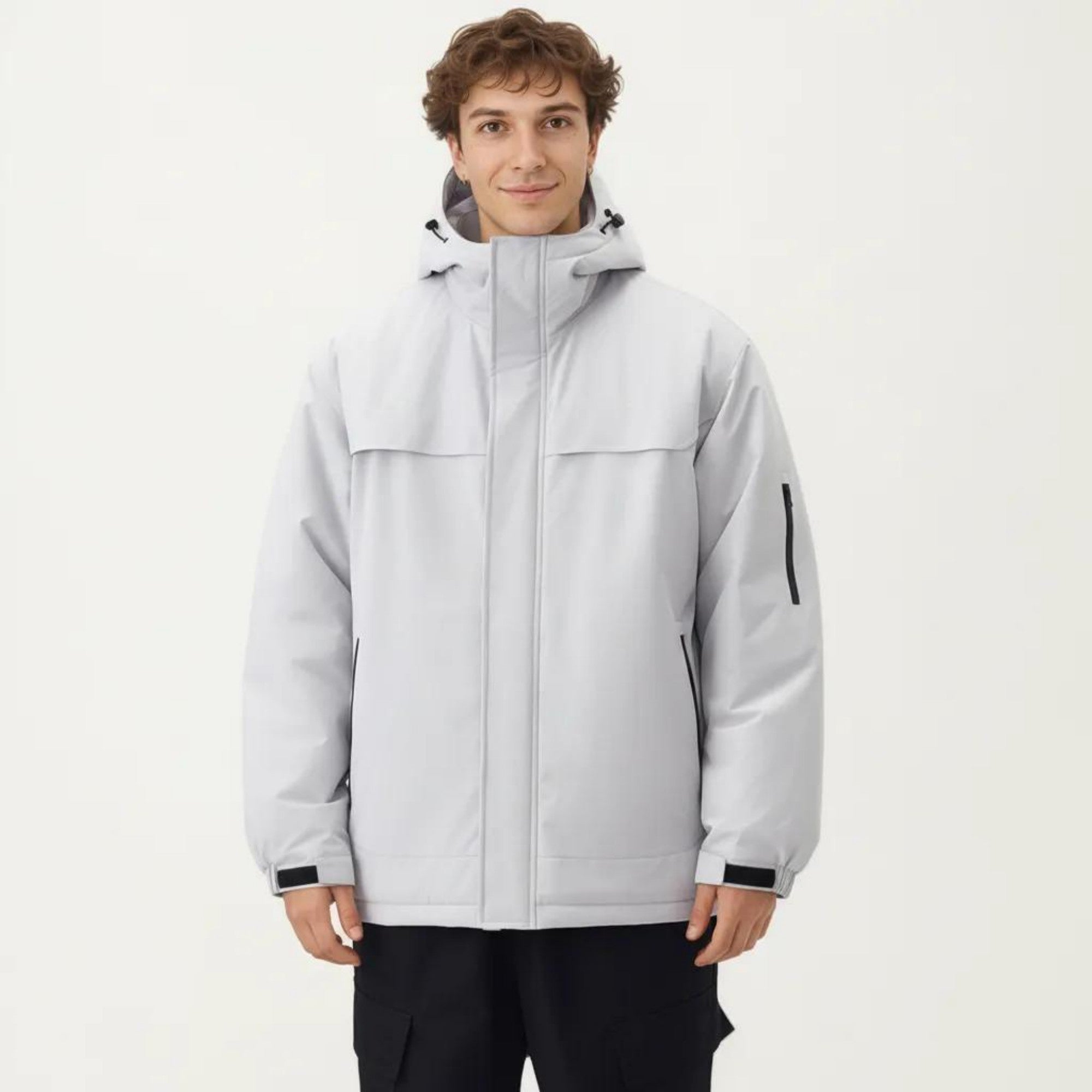 Anna-Kaci Men's Hooded Zip Front Jacket with Long Sleeves and Clean Panel Construction