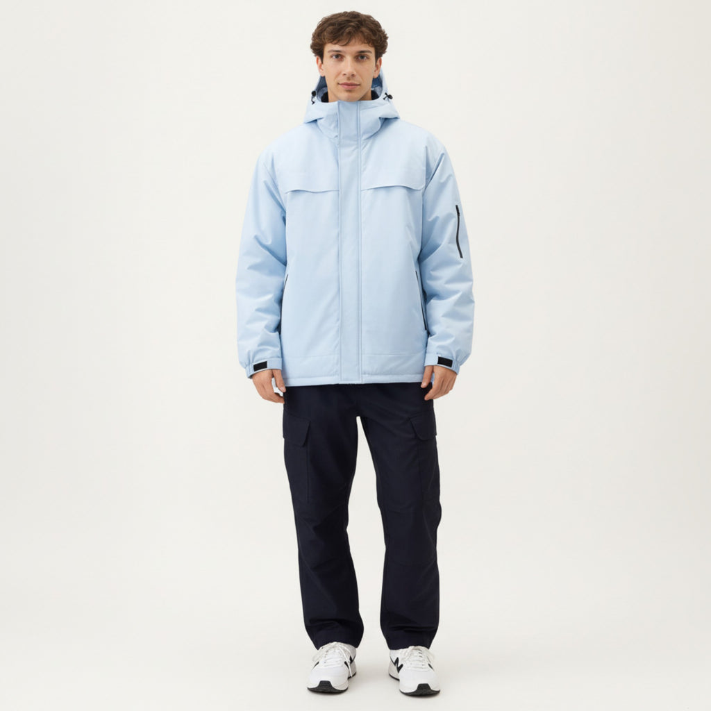 Anna-Kaci Men's Hooded Zip Front Jacket with Long Sleeves and Clean Panel Construction