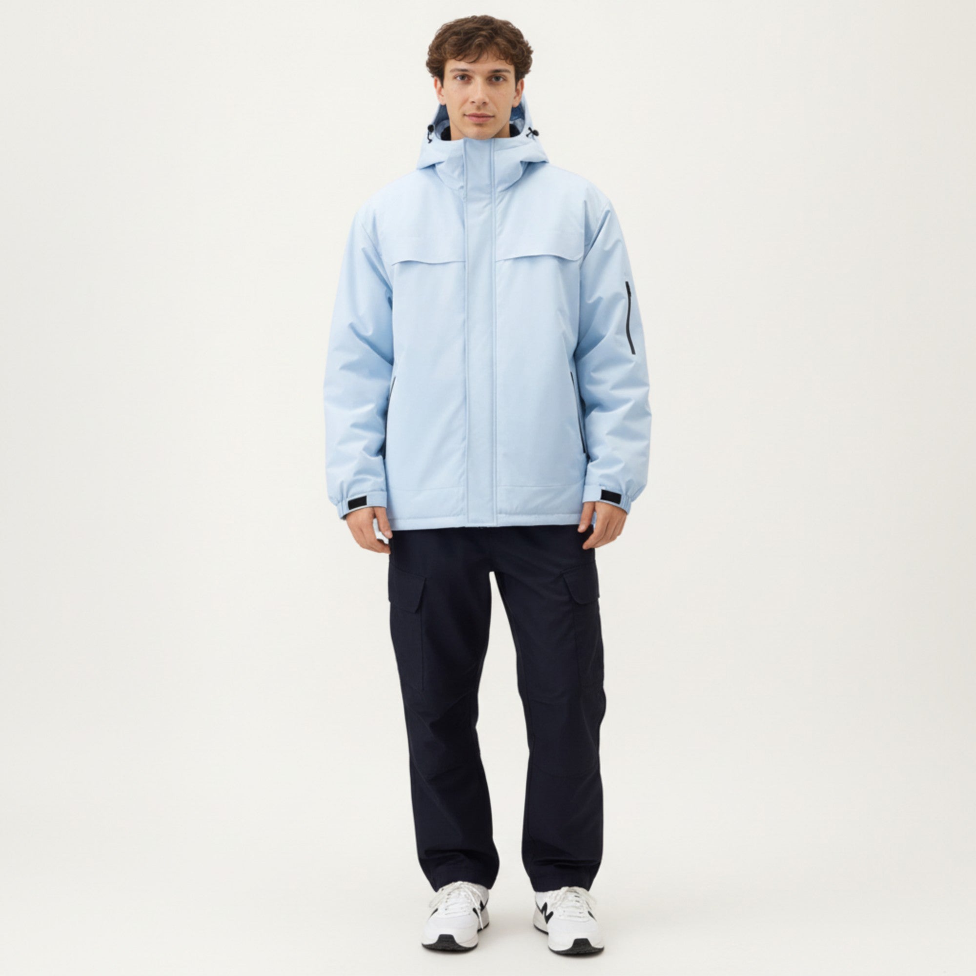 Anna-Kaci Men's Hooded Zip Front Jacket with Long Sleeves and Clean Panel Construction