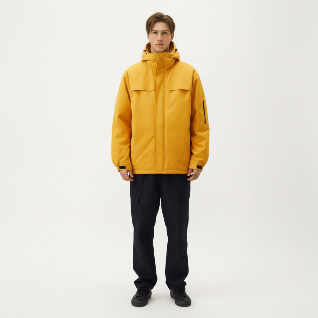 Anna-Kaci Men's Hooded Zip Front Jacket with Long Sleeves and Clean Panel Construction