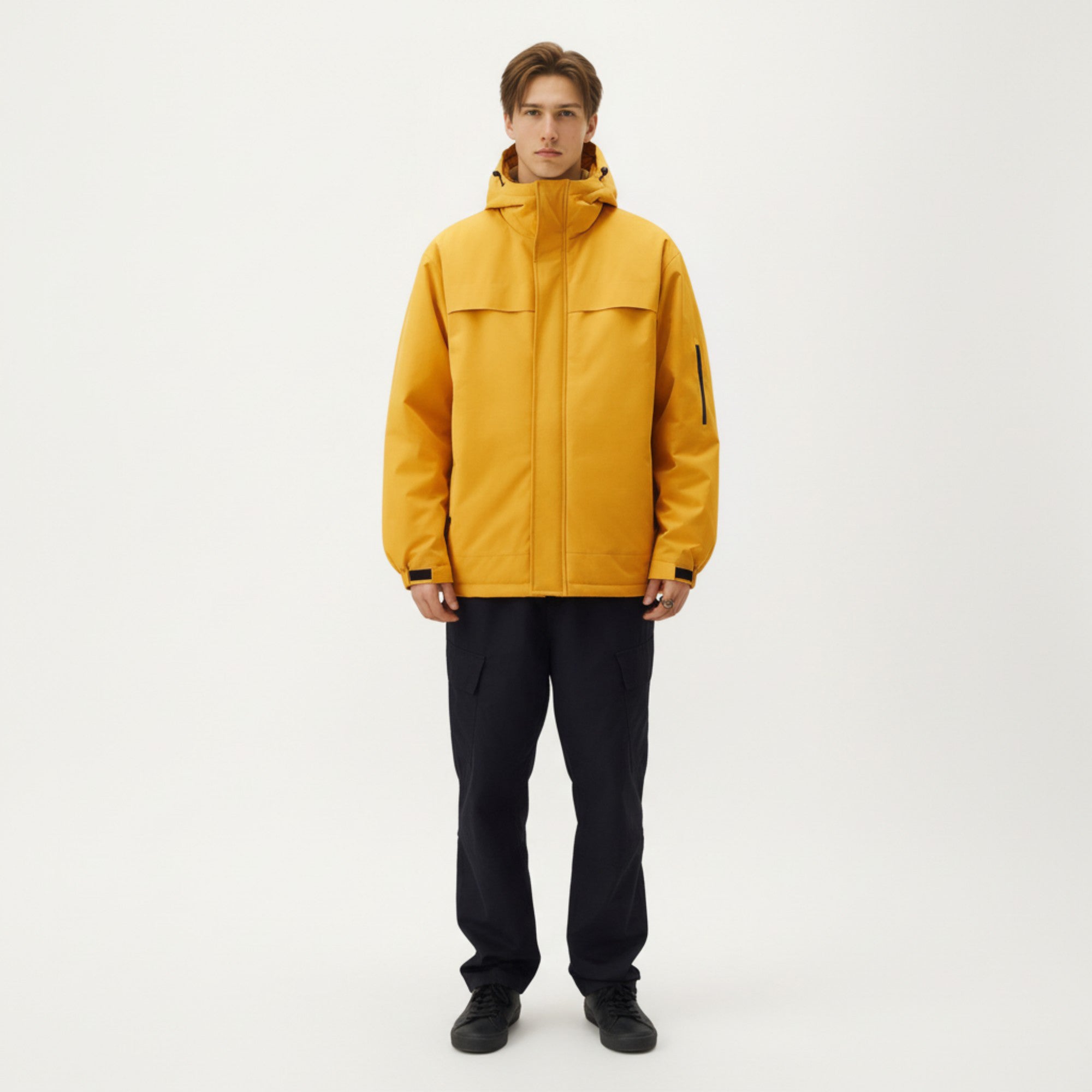 Anna-Kaci Men's Hooded Zip Front Jacket with Long Sleeves and Clean Panel Construction