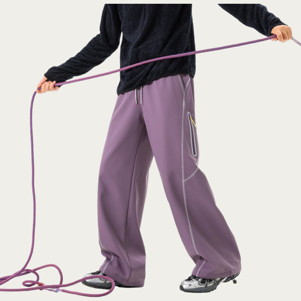 Anna-Kaci Men's Relaxed Fit Drawstring Pants with Contrast Stitching and Straight Leg Design