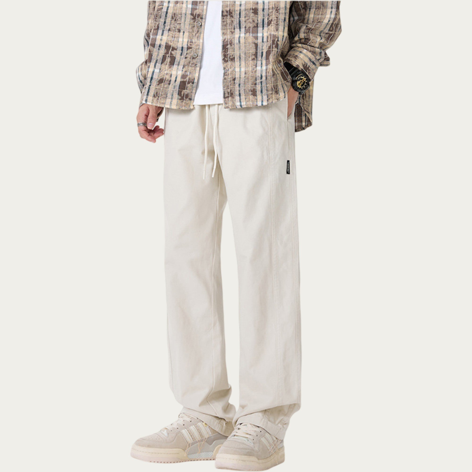 Anna-Kaci Men's Relaxed Fit Drawstring Pants with Elastic Waist and Straight Leg Silhouette