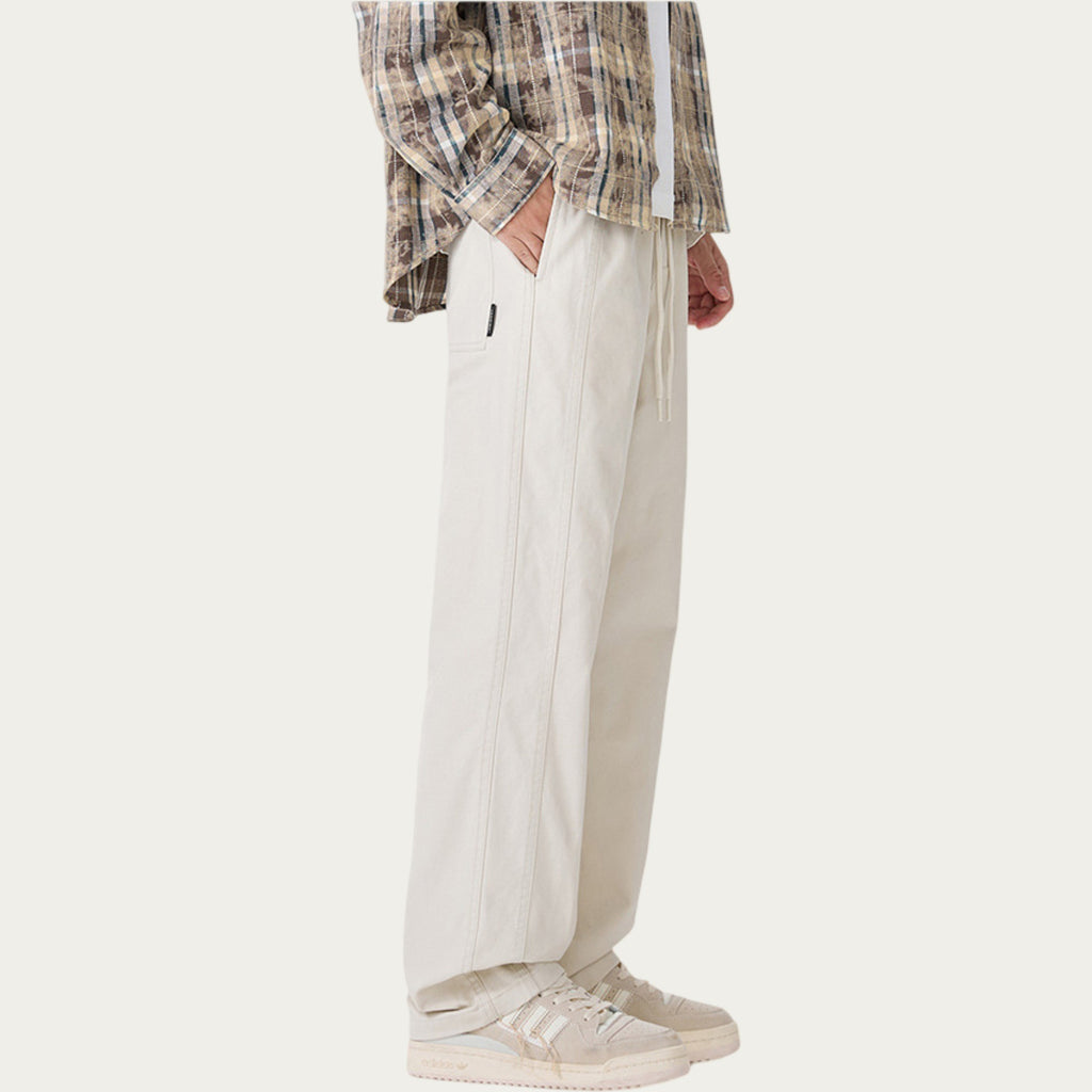Anna-Kaci Men's Relaxed Fit Drawstring Pants with Elastic Waist and Straight Leg Silhouette
