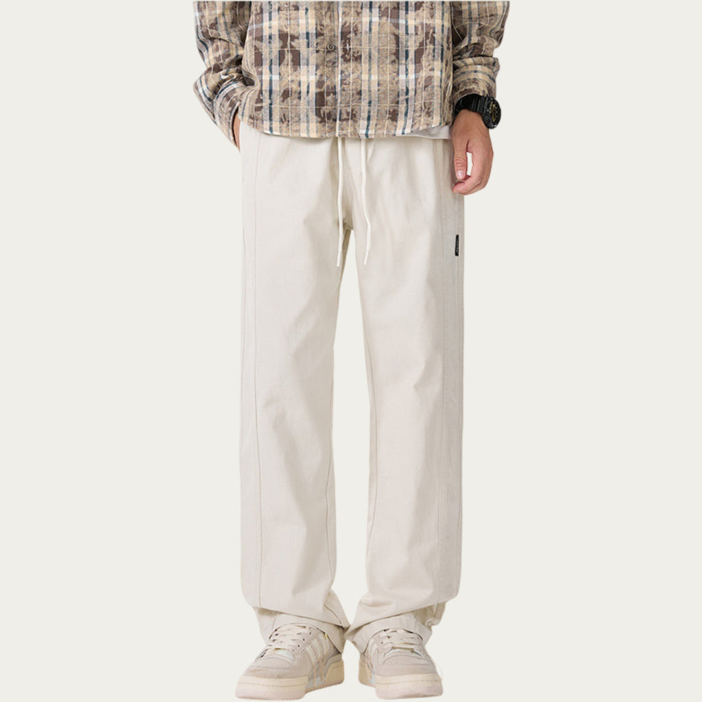 Anna-Kaci Men's Relaxed Fit Drawstring Pants with Elastic Waist and Straight Leg Silhouette