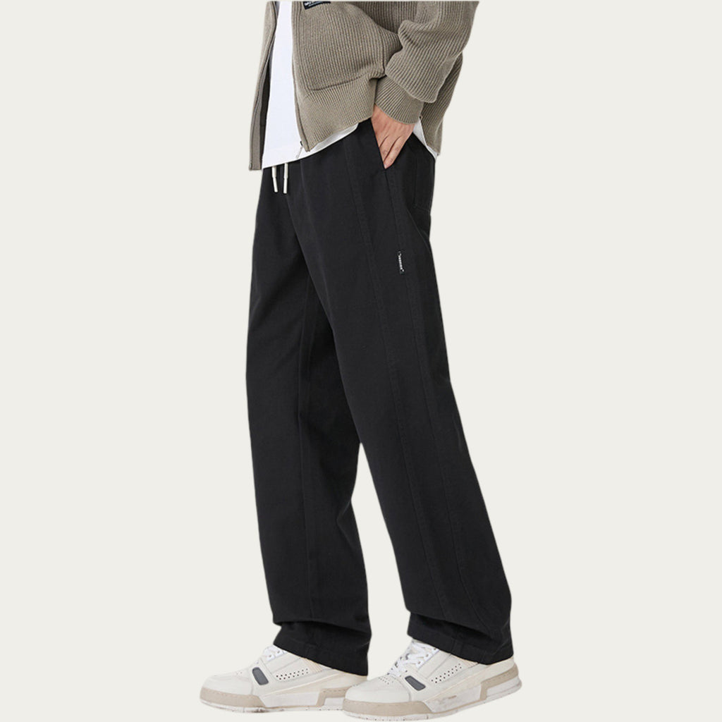 Anna-Kaci Men's Relaxed Fit Drawstring Pants with Elastic Waist and Straight Leg Silhouette