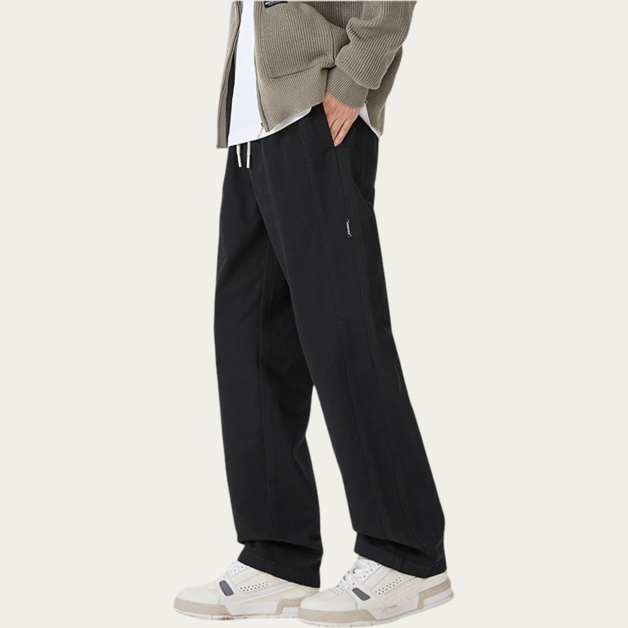 Anna-Kaci Men's Relaxed Fit Drawstring Pants with Elastic Waist and Straight Leg Silhouette