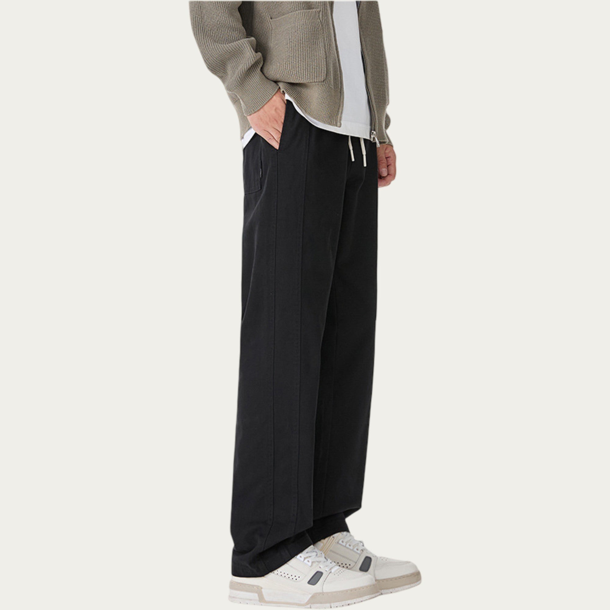Anna-Kaci Men's Relaxed Fit Drawstring Pants with Elastic Waist and Straight Leg Silhouette