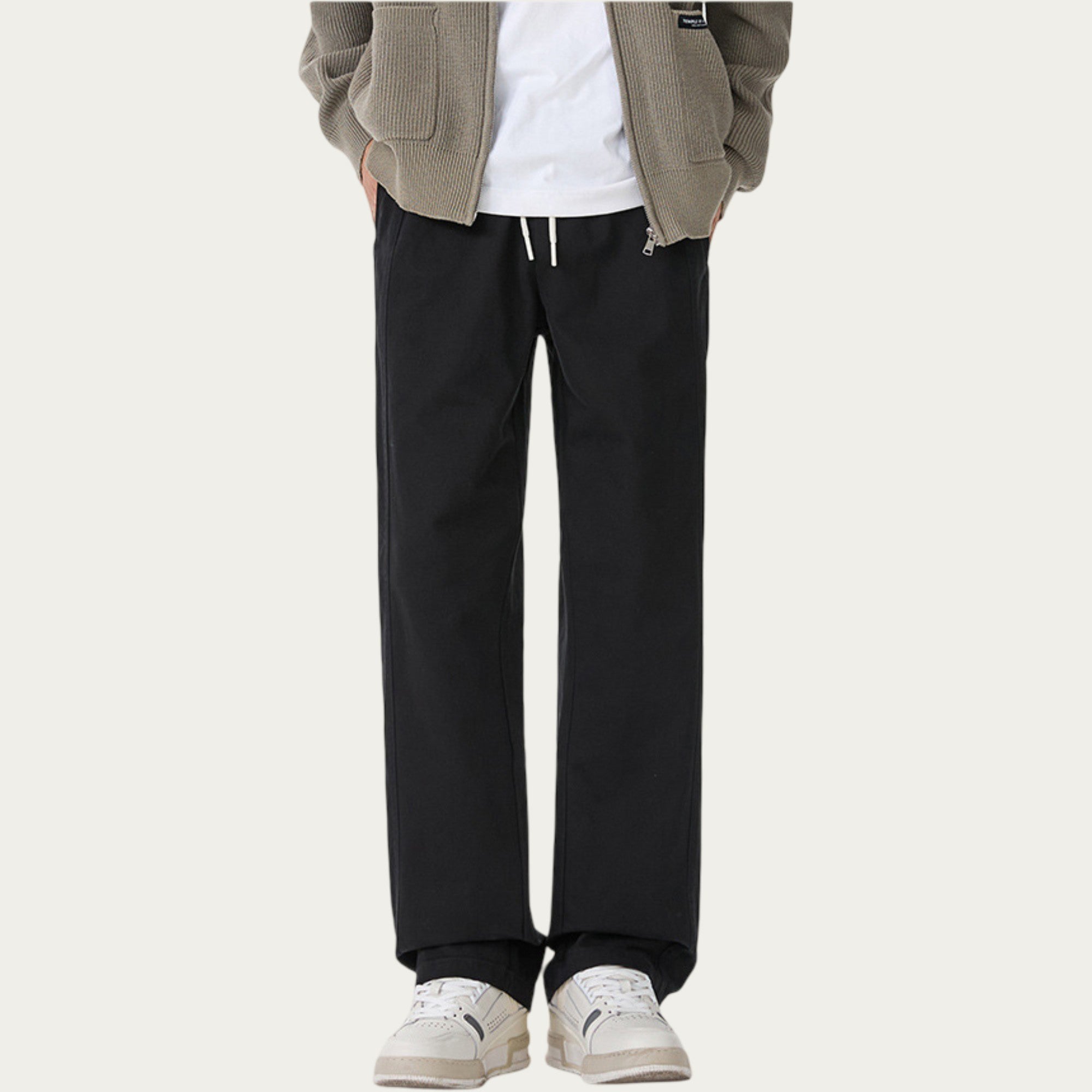 Anna-Kaci Men's Relaxed Fit Drawstring Pants with Elastic Waist and Straight Leg Silhouette