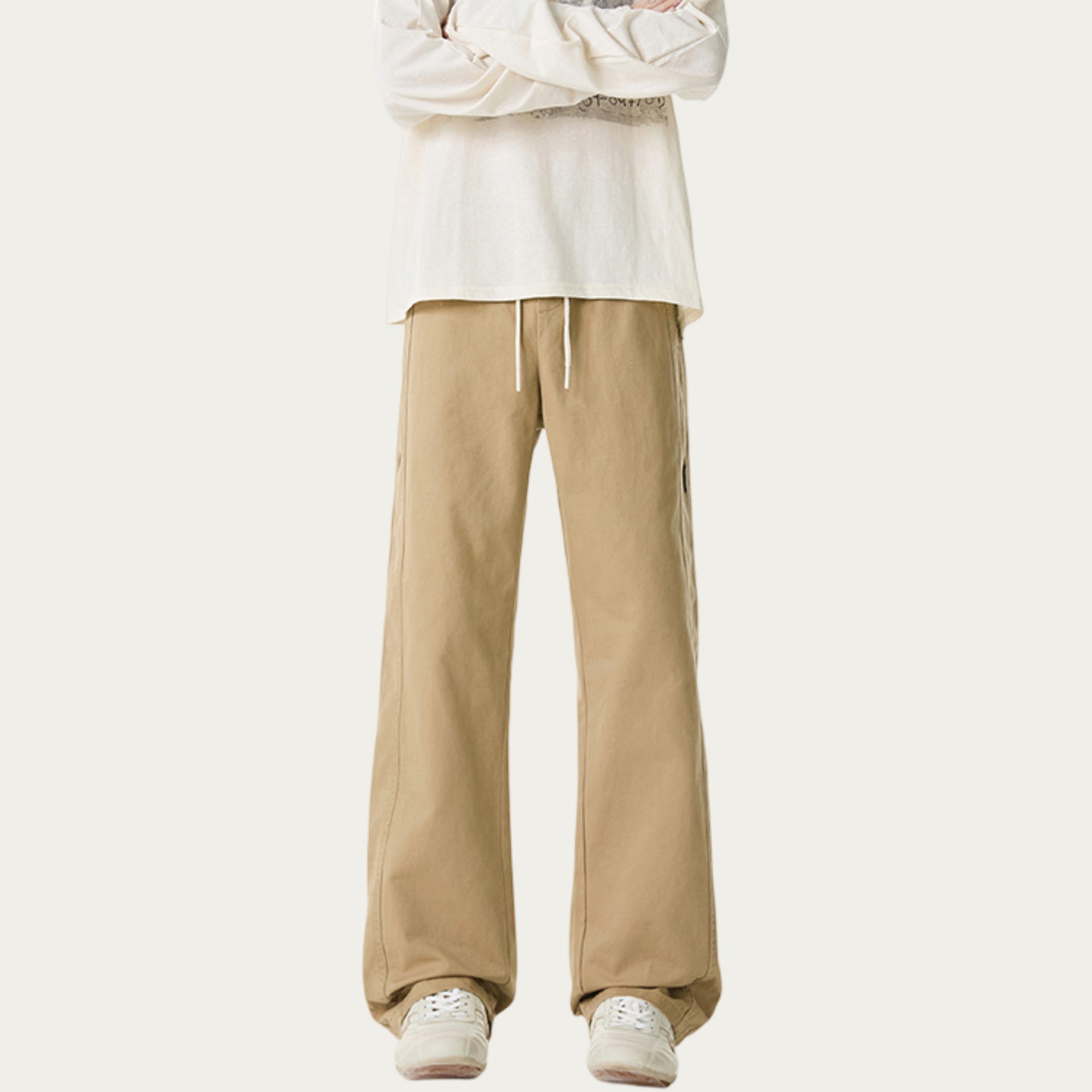 Anna-Kaci Men's Relaxed Fit Drawstring Pants with Elastic Waist and Straight Leg Silhouette