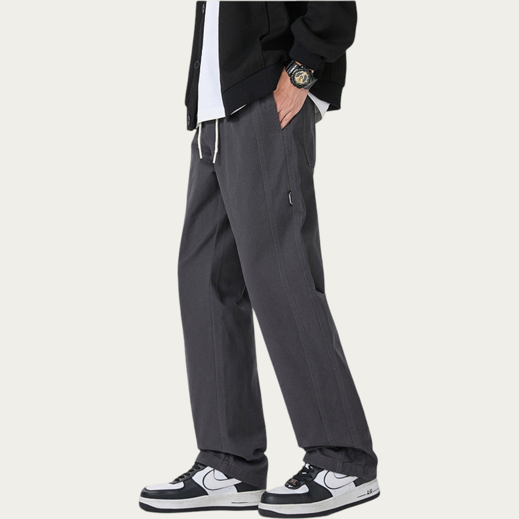 Anna-Kaci Men's Relaxed Fit Drawstring Pants with Elastic Waist and Straight Leg Silhouette