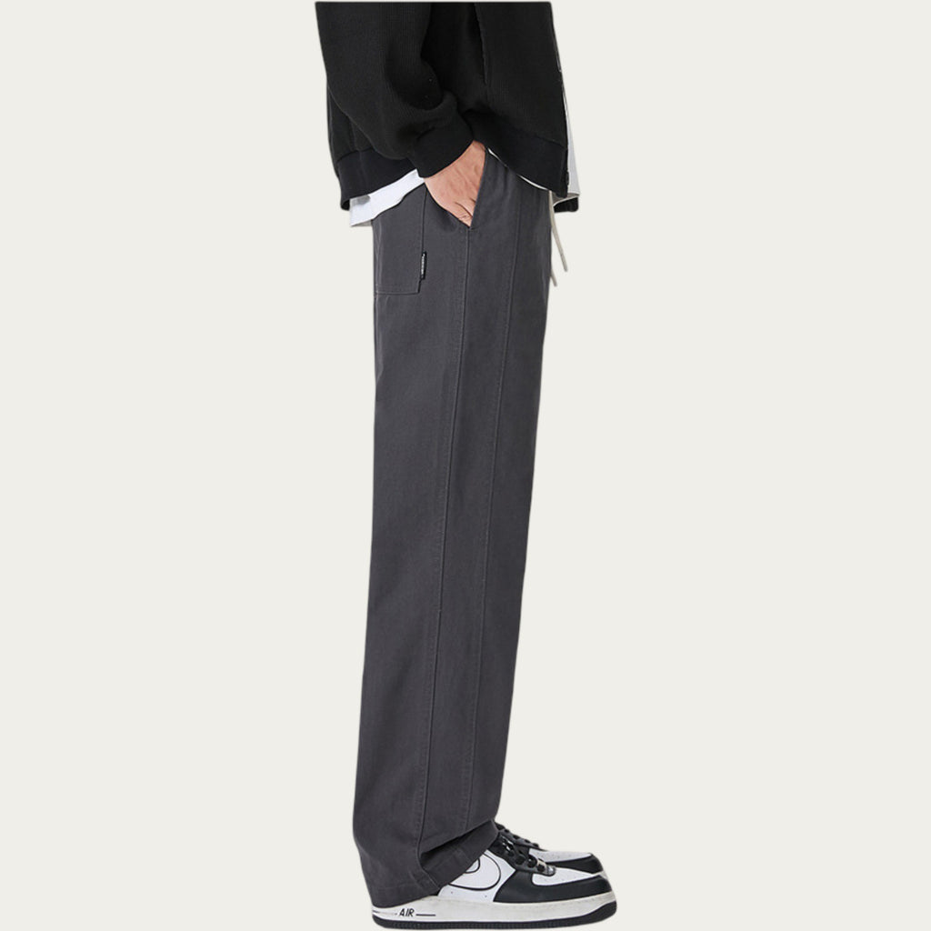Anna-Kaci Men's Relaxed Fit Drawstring Pants with Elastic Waist and Straight Leg Silhouette