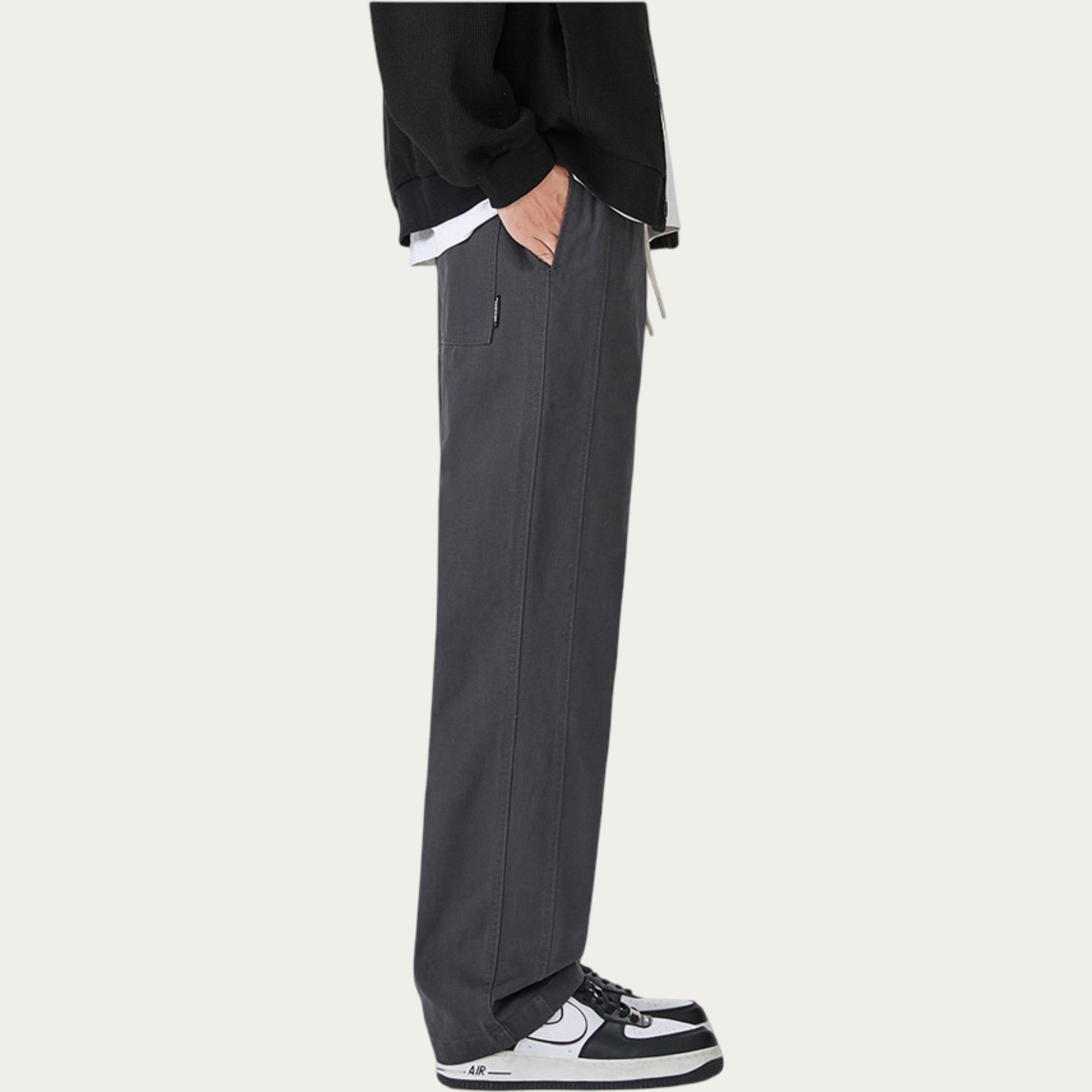 Anna-Kaci Men's Relaxed Fit Drawstring Pants with Elastic Waist and Straight Leg Silhouette