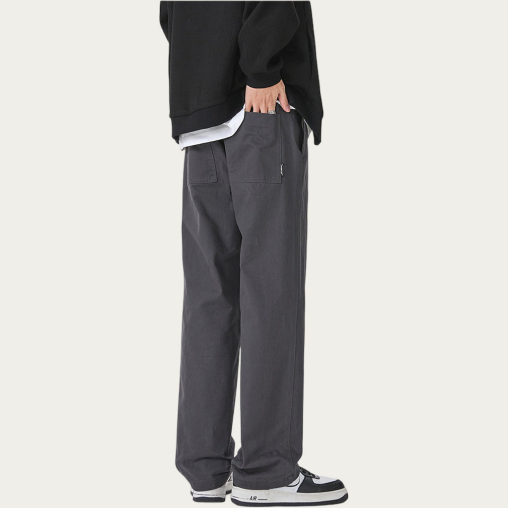 Anna-Kaci Men's Relaxed Fit Drawstring Pants with Elastic Waist and Straight Leg Silhouette