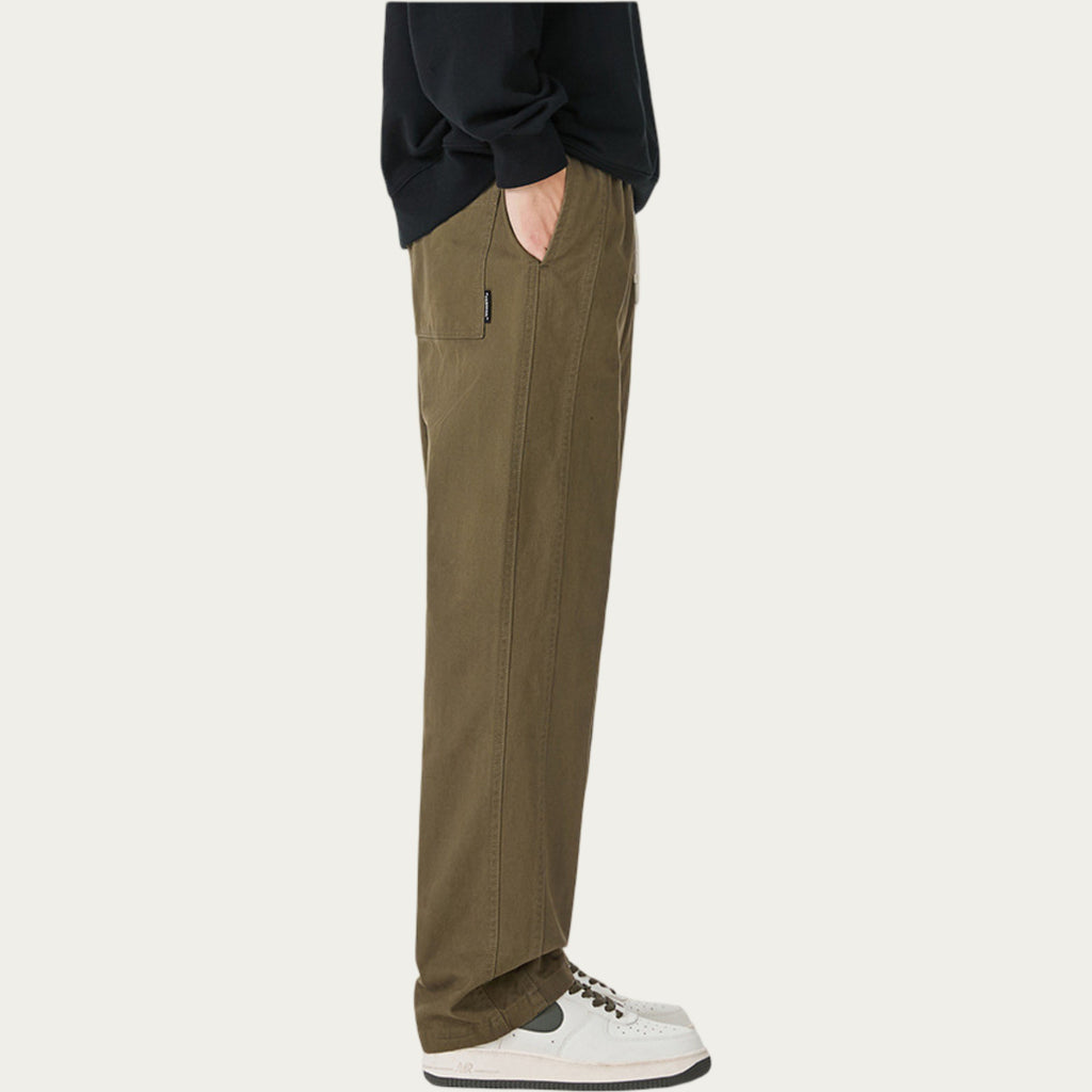 Anna-Kaci Men's Relaxed Fit Drawstring Pants with Elastic Waist and Straight Leg Silhouette