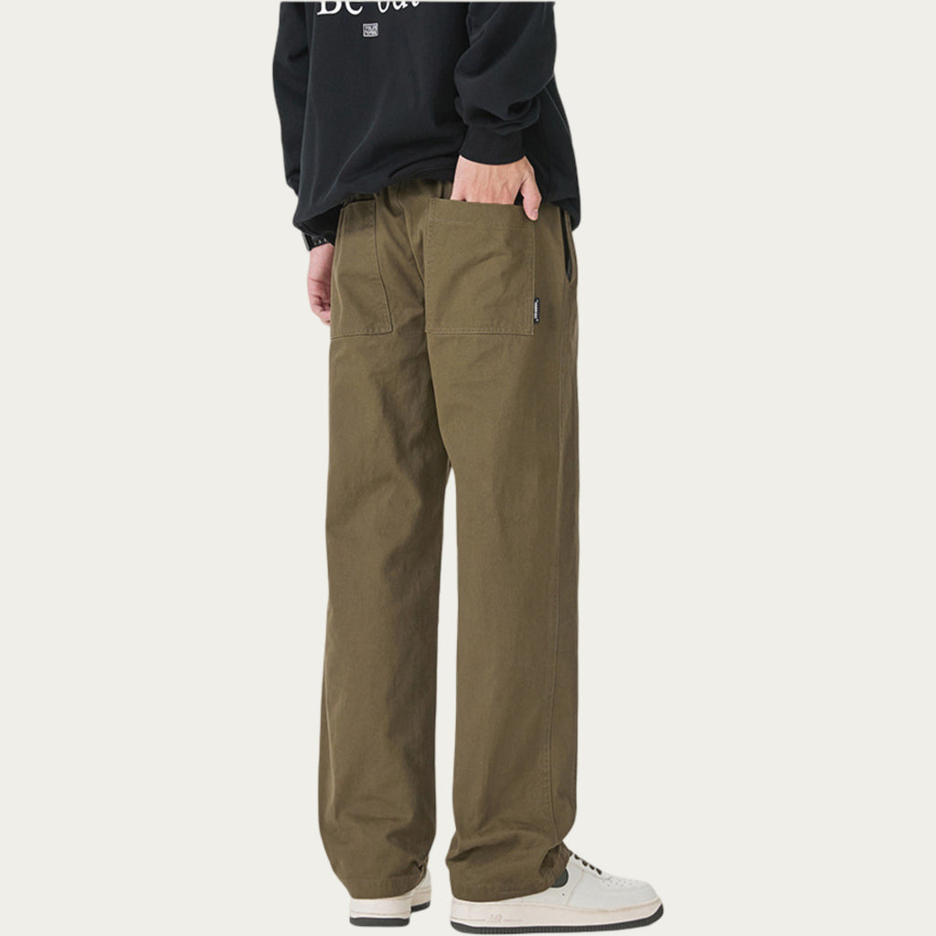 Anna-Kaci Men's Relaxed Fit Drawstring Pants with Elastic Waist and Straight Leg Silhouette