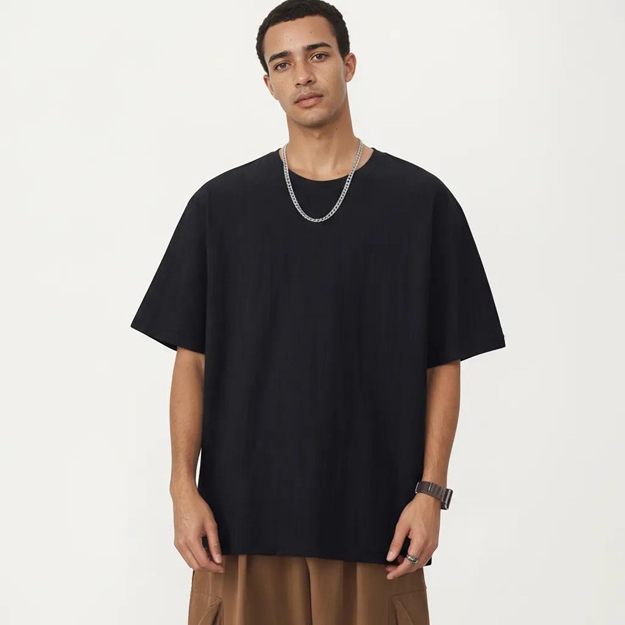 Anna-Kaci Men's Short Sleeve Crew Neck T Shirt with Relaxed Fit and Clean Minimal Silhouette