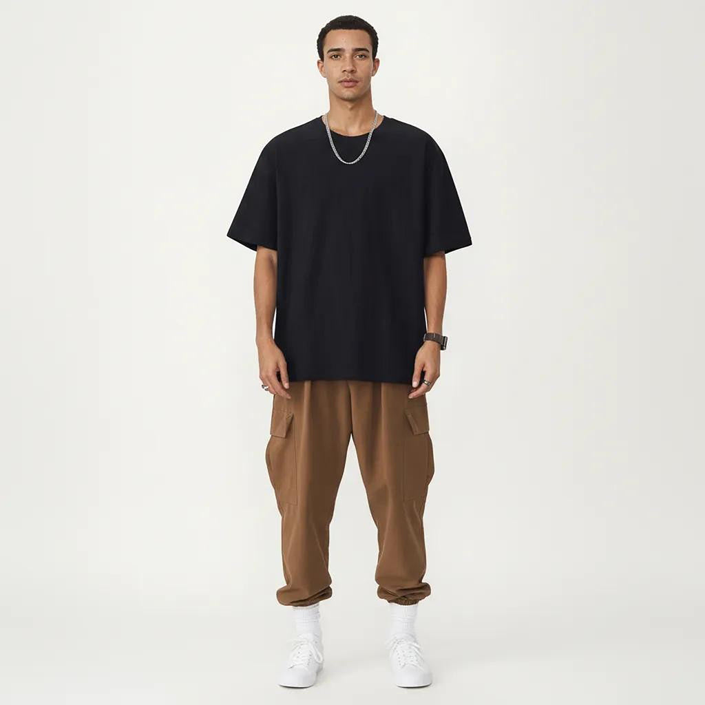 Anna-Kaci Men's Short Sleeve Crew Neck T Shirt with Relaxed Fit and Clean Minimal Silhouette