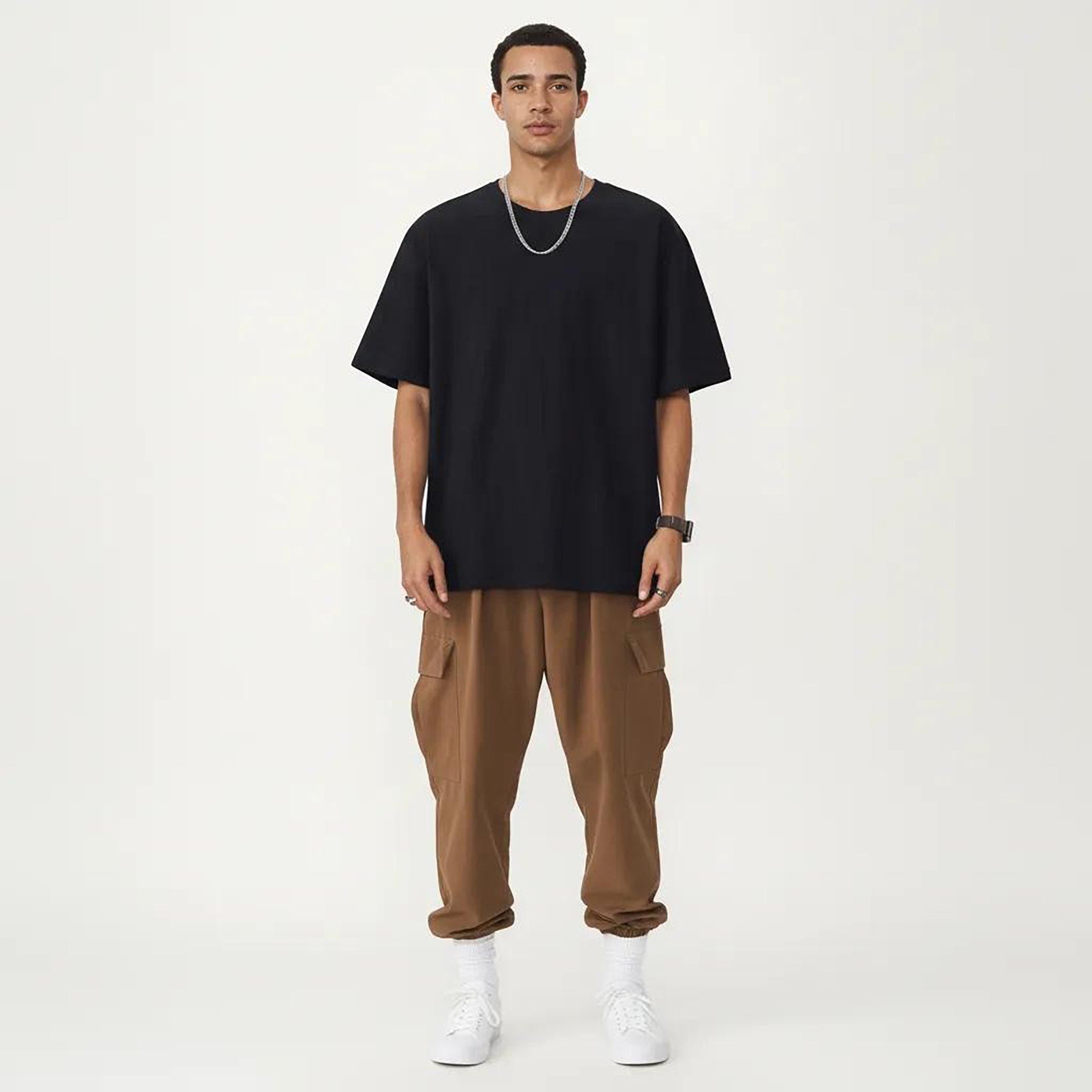 Anna-Kaci Men's Short Sleeve Crew Neck T Shirt with Relaxed Fit and Clean Minimal Silhouette