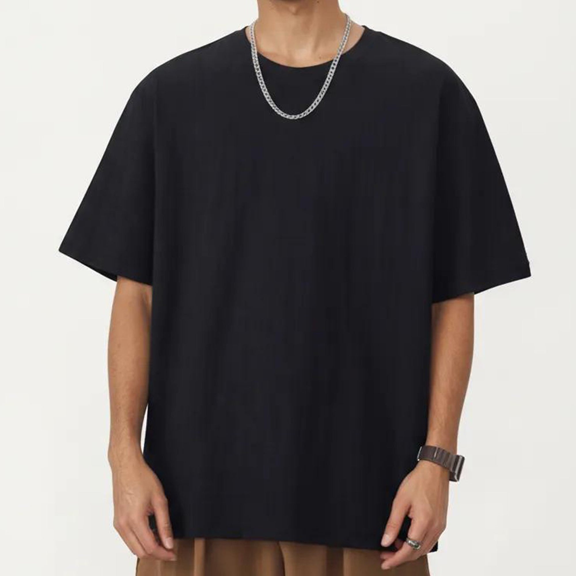 Anna-Kaci Men's Short Sleeve Crew Neck T Shirt with Relaxed Fit and Clean Minimal Silhouette