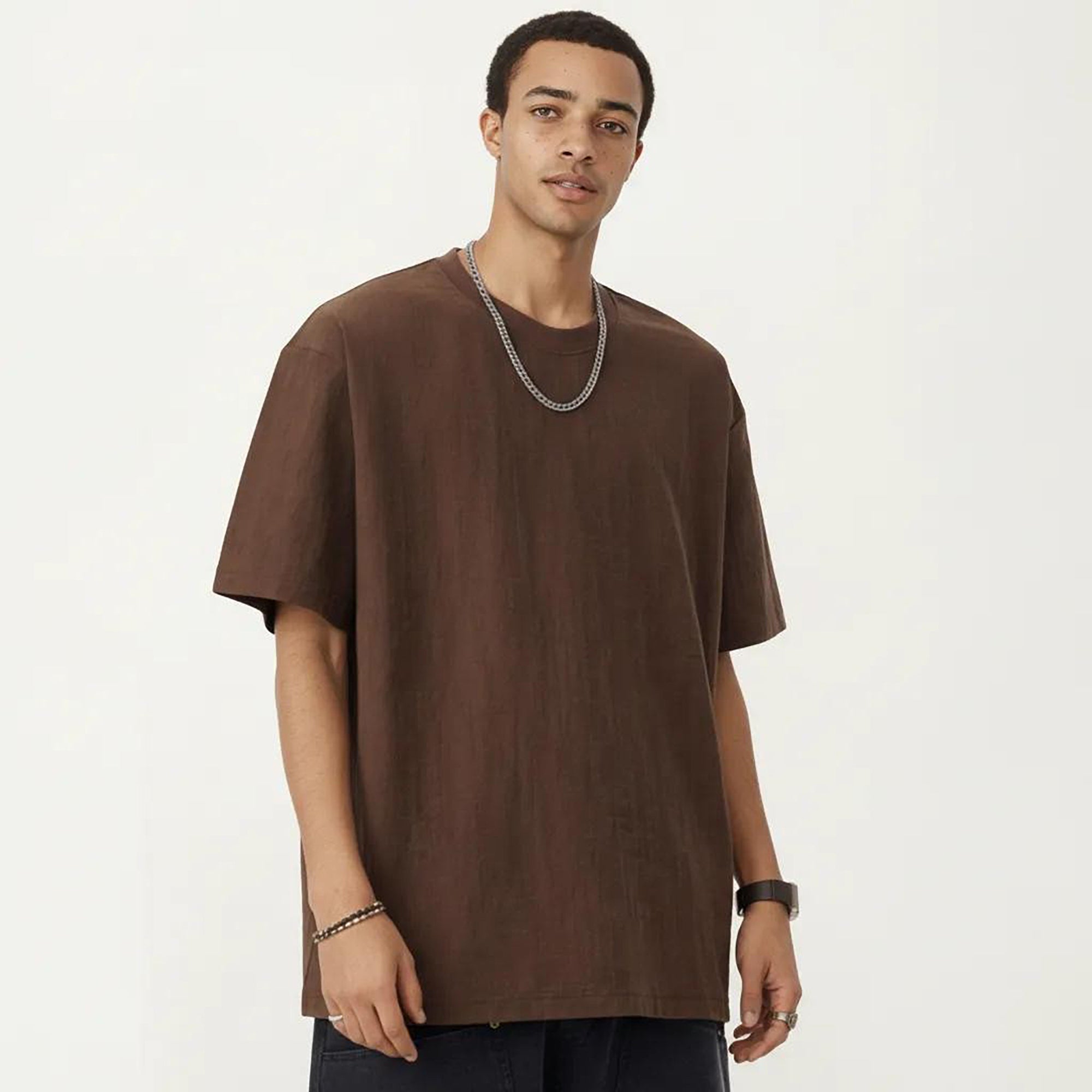 Anna-Kaci Men's Short Sleeve Crew Neck T Shirt with Relaxed Fit and Clean Minimal Silhouette