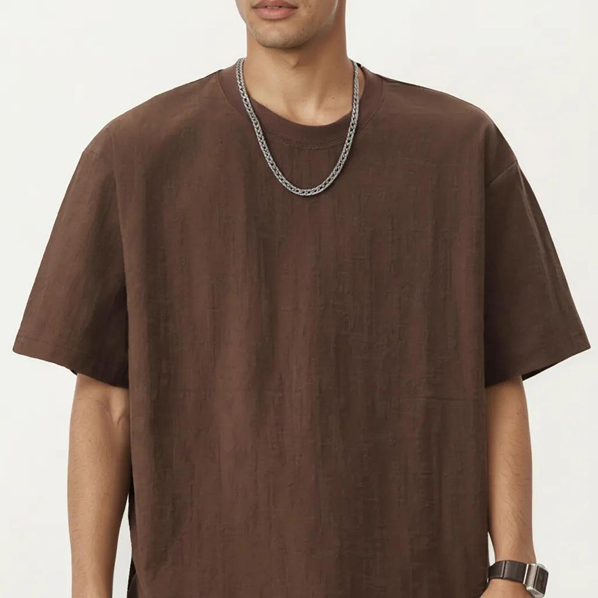 Anna-Kaci Men's Short Sleeve Crew Neck T Shirt with Relaxed Fit and Clean Minimal Silhouette