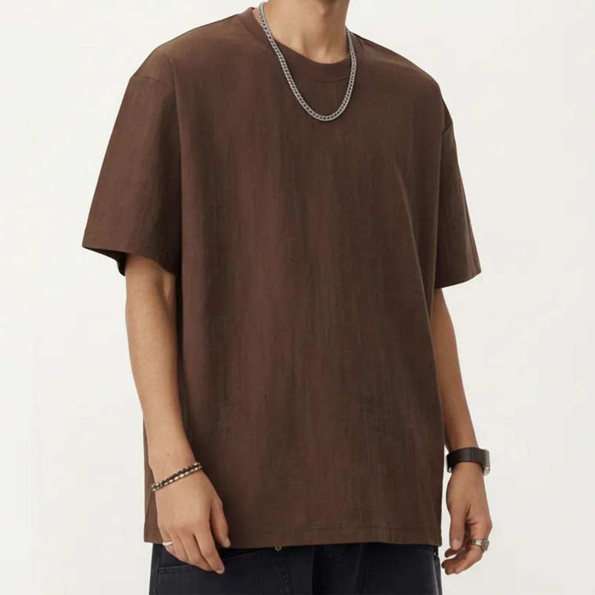 Anna-Kaci Men's Short Sleeve Crew Neck T Shirt with Relaxed Fit and Clean Minimal Silhouette